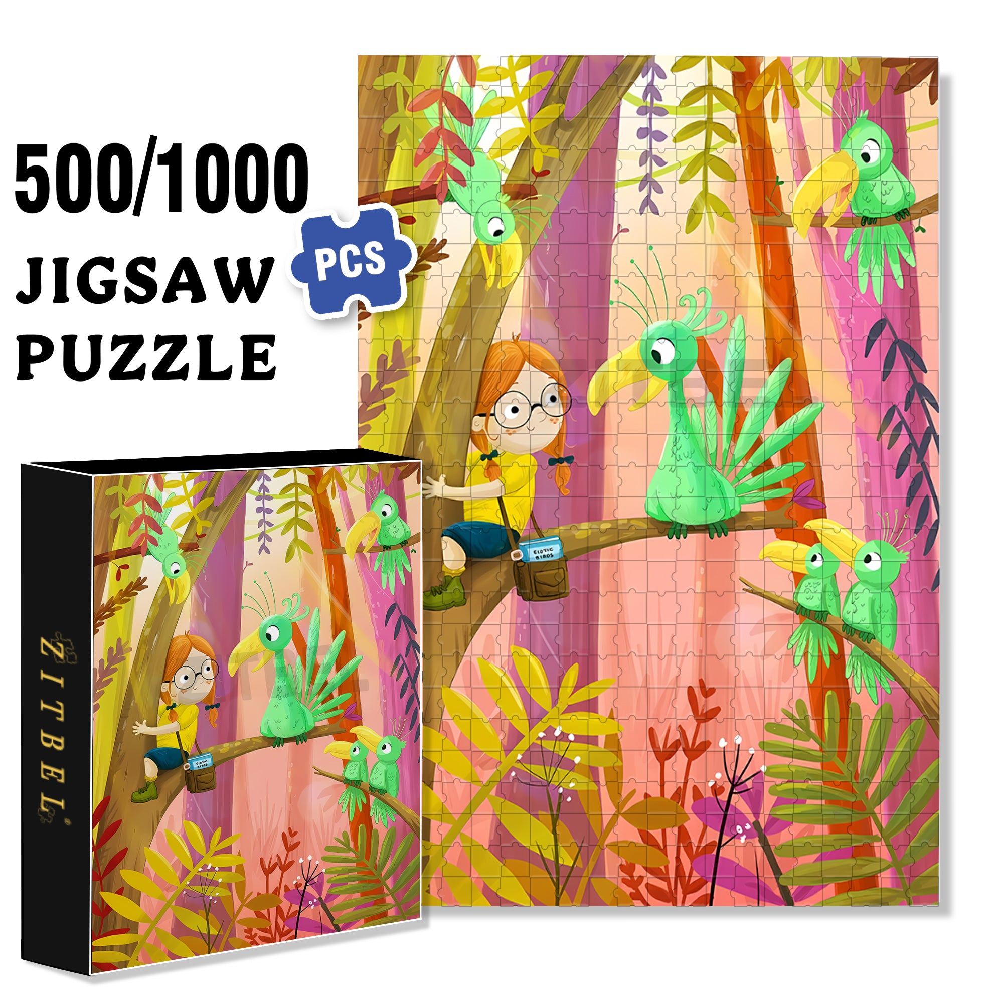 Ramphastidae 500pcs/1000pcs Jigsaw Puzzle, Scratch-Resistant, Interactive Family Game & Brain-Boosting DIY Decor, Perfect for Halloween, Christmas & New Year Gifts, Family Puzzle Game