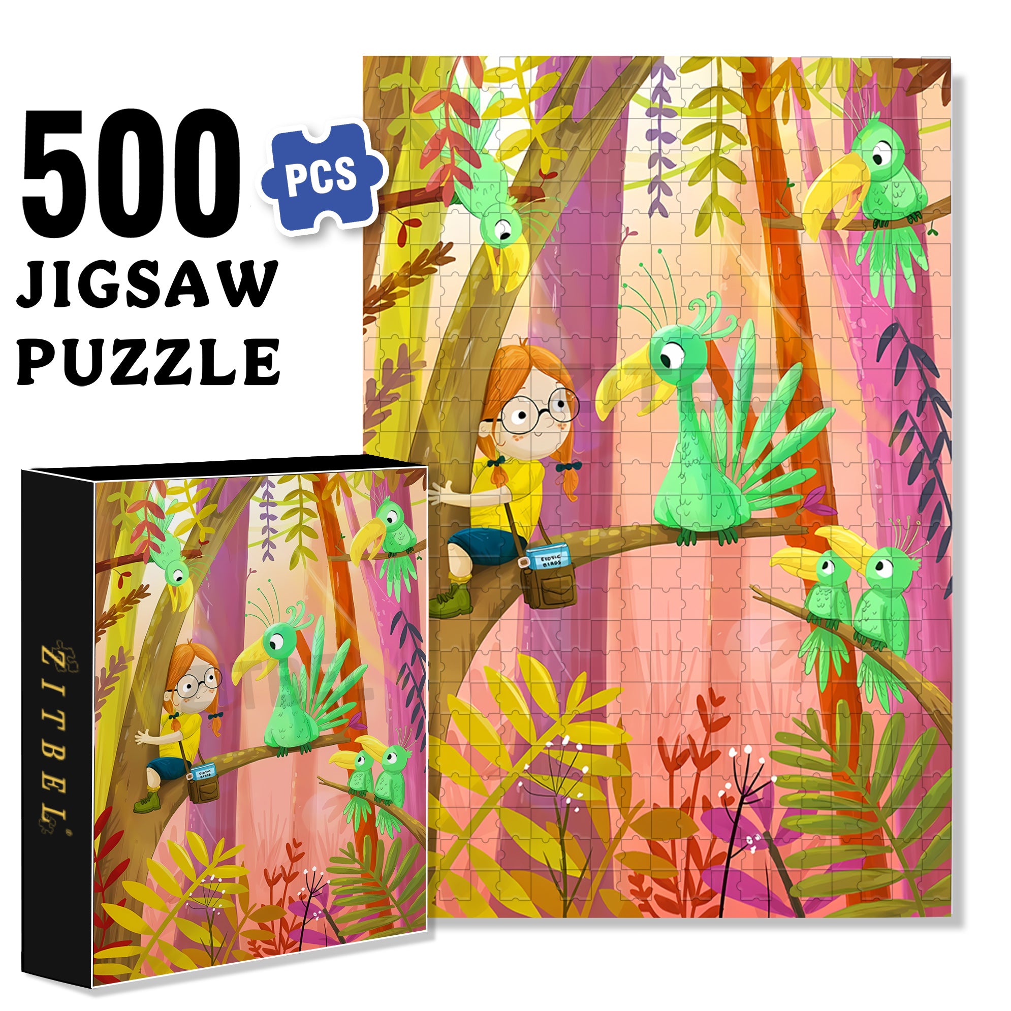 Ramphastidae 500pcs/1000pcs Jigsaw Puzzle, Scratch-Resistant, Interactive Family Game & Brain-Boosting DIY Decor, Perfect for Halloween, Christmas & New Year Gifts, Family Puzzle Game