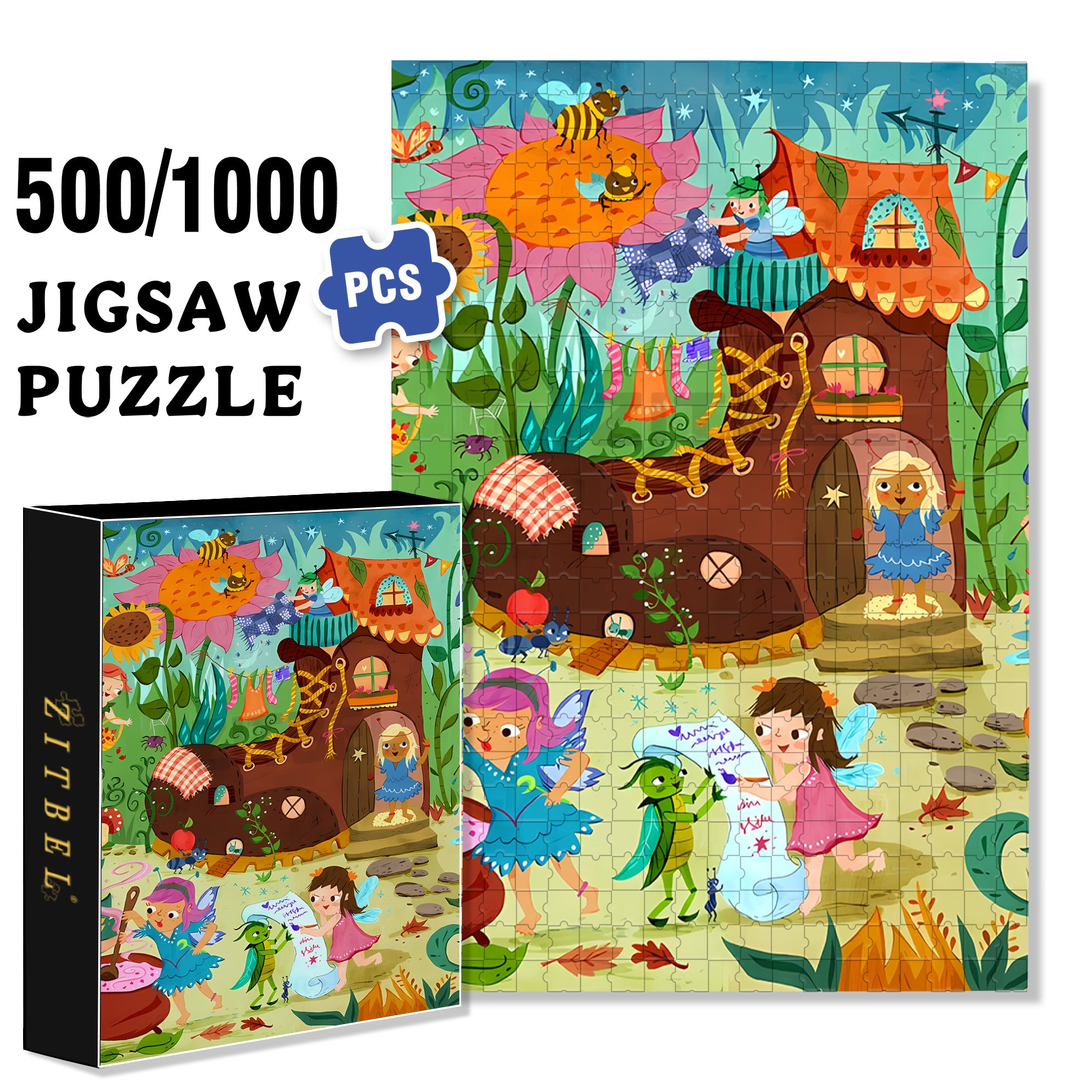 Rejoice 500pcs/1000pcs Jigsaw Puzzle, Scratch-Resistant, Interactive Family Game & Brain-Boosting DIY Decor, Perfect for Halloween, Christmas & New Year Gifts, Family Puzzle Game