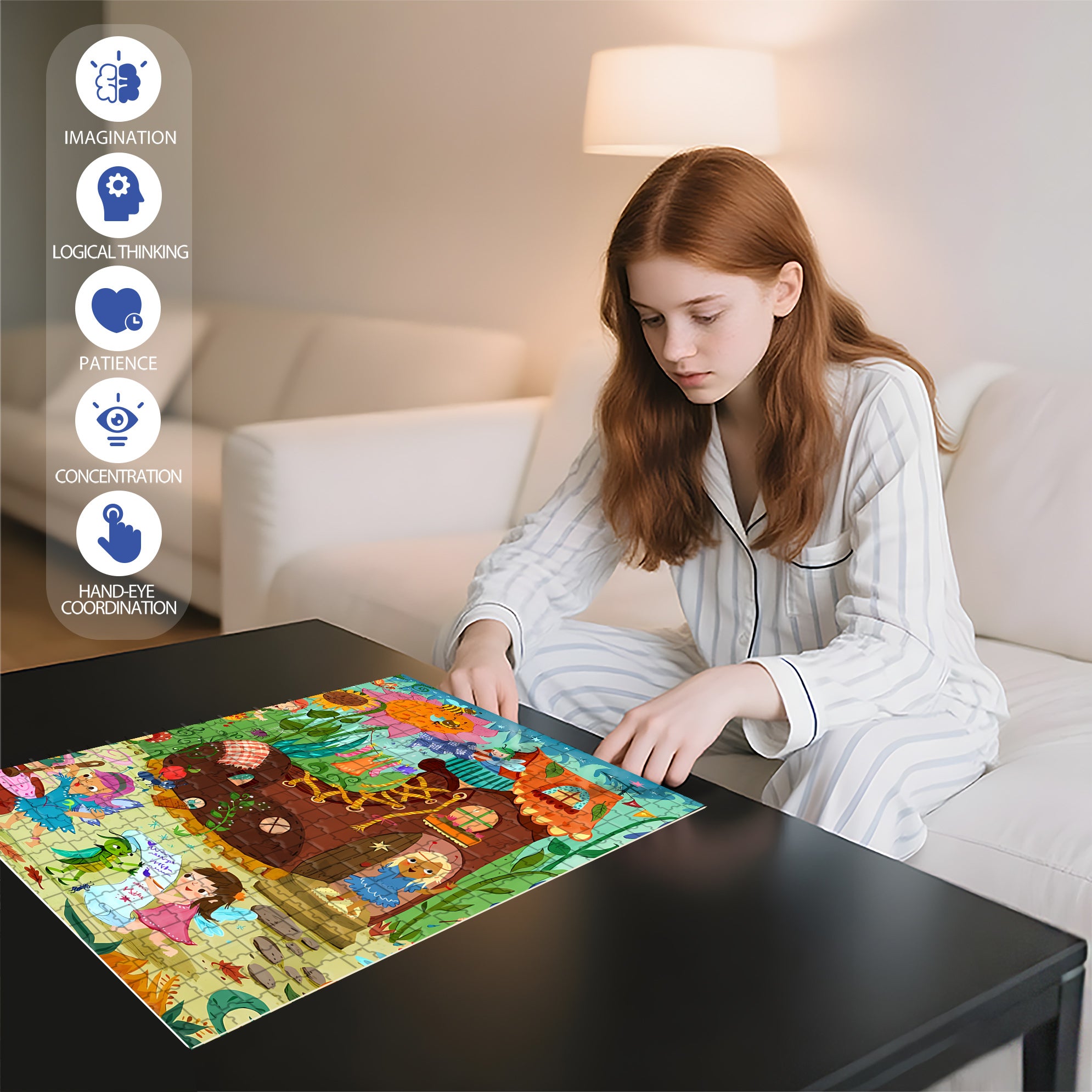 Rejoice 500pcs/1000pcs Jigsaw Puzzle, Scratch-Resistant, Interactive Family Game & Brain-Boosting DIY Decor, Perfect for Halloween, Christmas & New Year Gifts, Family Puzzle Game