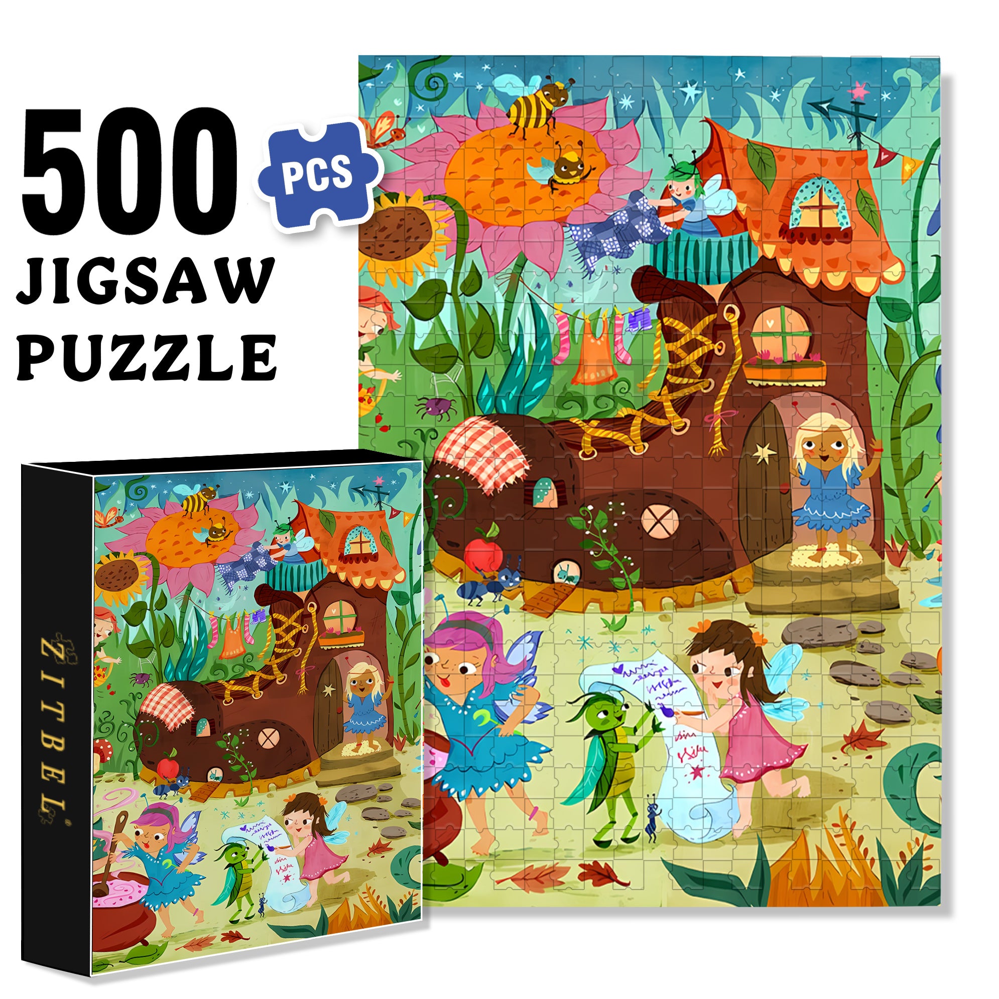 Rejoice 500pcs/1000pcs Jigsaw Puzzle, Scratch-Resistant, Interactive Family Game & Brain-Boosting DIY Decor, Perfect for Halloween, Christmas & New Year Gifts, Family Puzzle Game