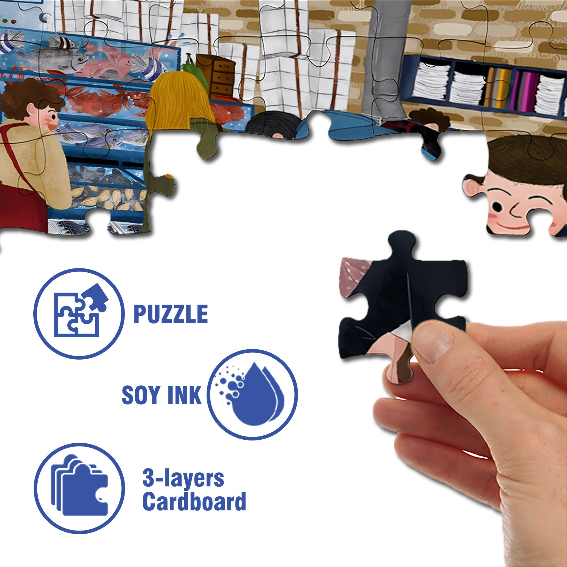 Seafood Market 500pcs/1000pcs Jigsaw Puzzle, Scratch-Resistant, Interactive Family Game & Brain-Boosting DIY Decor, Perfect for Halloween, Christmas & New Year Gifts, Family Puzzle Game