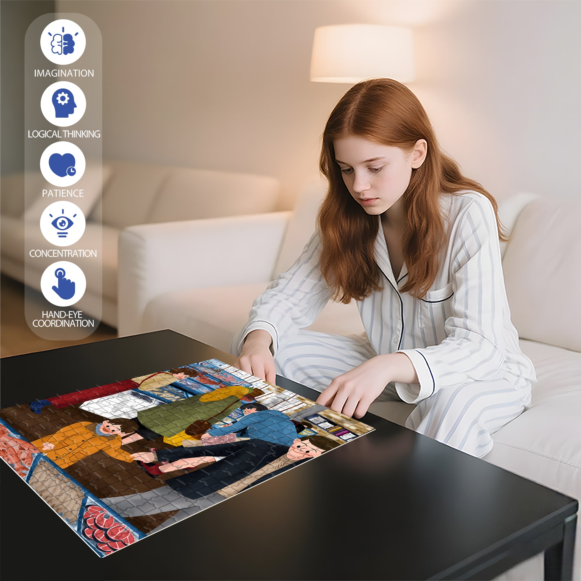 Seafood Market 500pcs/1000pcs Jigsaw Puzzle, Scratch-Resistant, Interactive Family Game & Brain-Boosting DIY Decor, Perfect for Halloween, Christmas & New Year Gifts, Family Puzzle Game