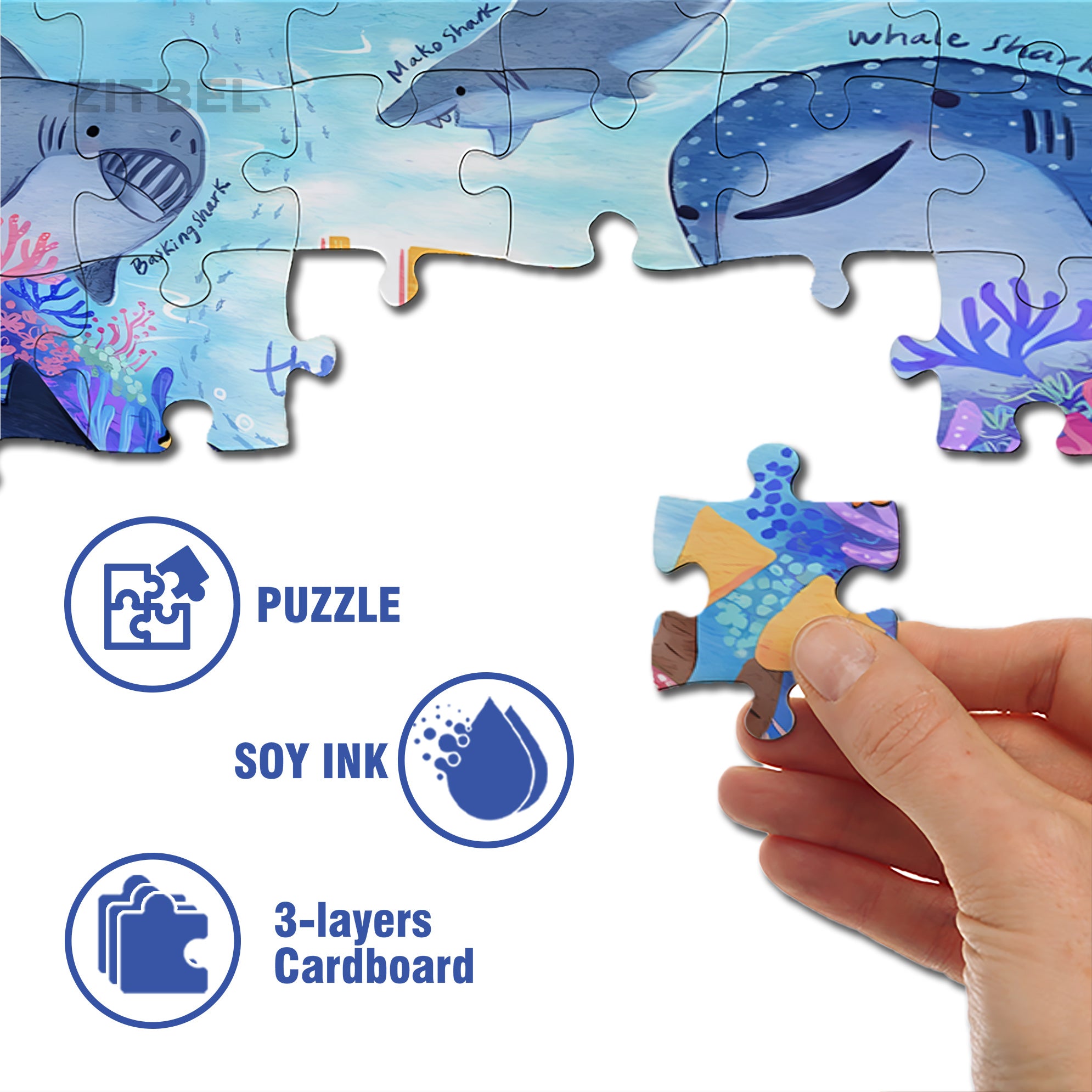 Shark 500pcs/1000pcs Jigsaw Puzzle, Scratch-Resistant, Interactive Family Game & Brain-Boosting DIY Decor, Perfect for Halloween, Christmas & New Year Gifts, Family Puzzle Game