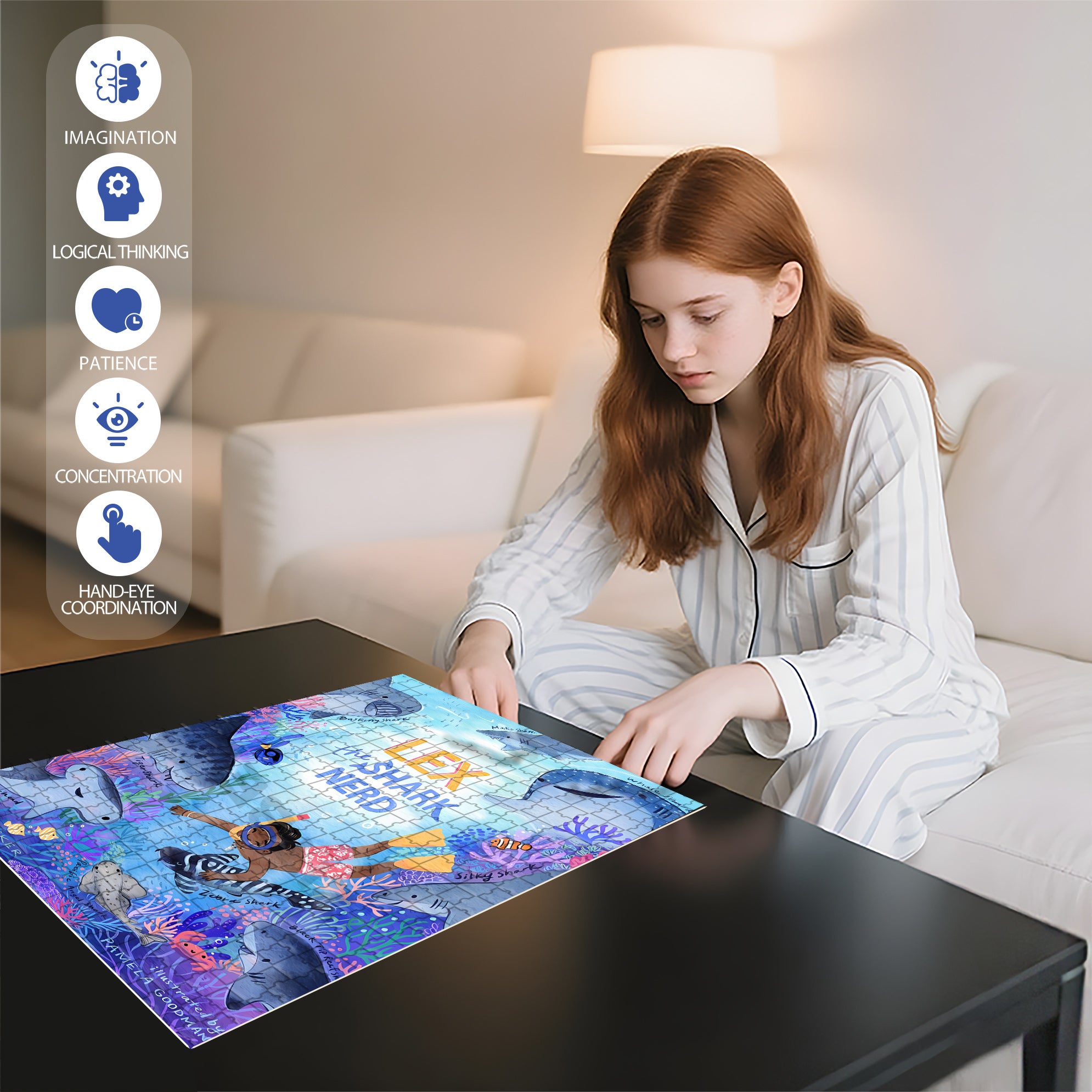 Shark 500pcs/1000pcs Jigsaw Puzzle, Scratch-Resistant, Interactive Family Game & Brain-Boosting DIY Decor, Perfect for Halloween, Christmas & New Year Gifts, Family Puzzle Game
