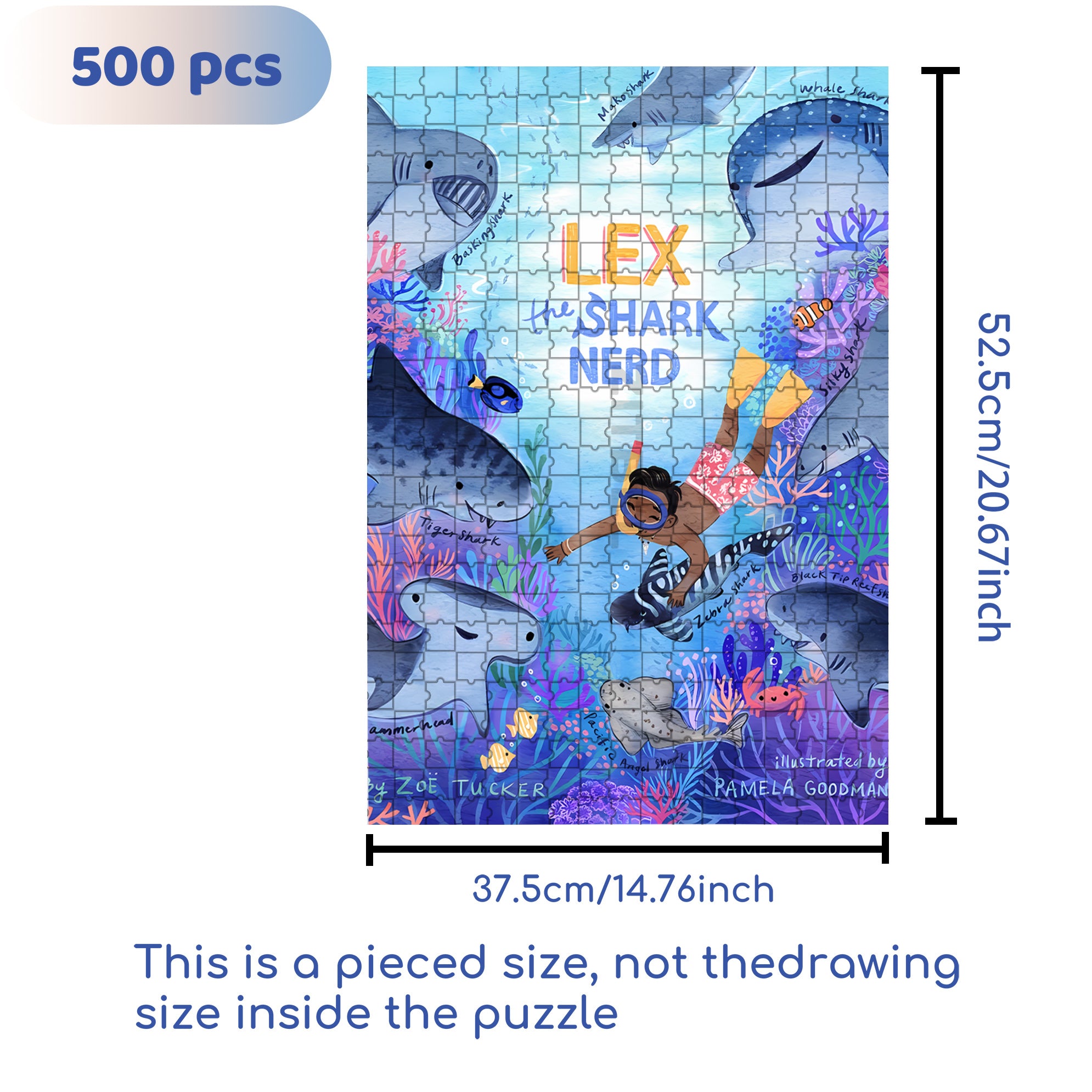 Shark 500pcs/1000pcs Jigsaw Puzzle, Scratch-Resistant, Interactive Family Game & Brain-Boosting DIY Decor, Perfect for Halloween, Christmas & New Year Gifts, Family Puzzle Game