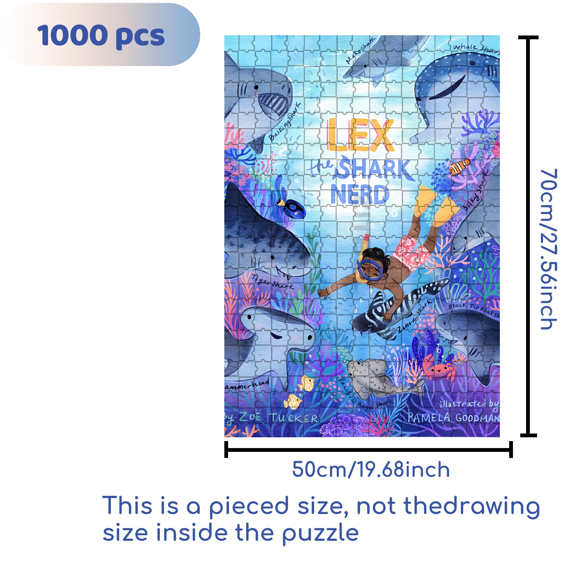 Shark 500pcs/1000pcs Jigsaw Puzzle, Scratch-Resistant, Interactive Family Game & Brain-Boosting DIY Decor, Perfect for Halloween, Christmas & New Year Gifts, Family Puzzle Game