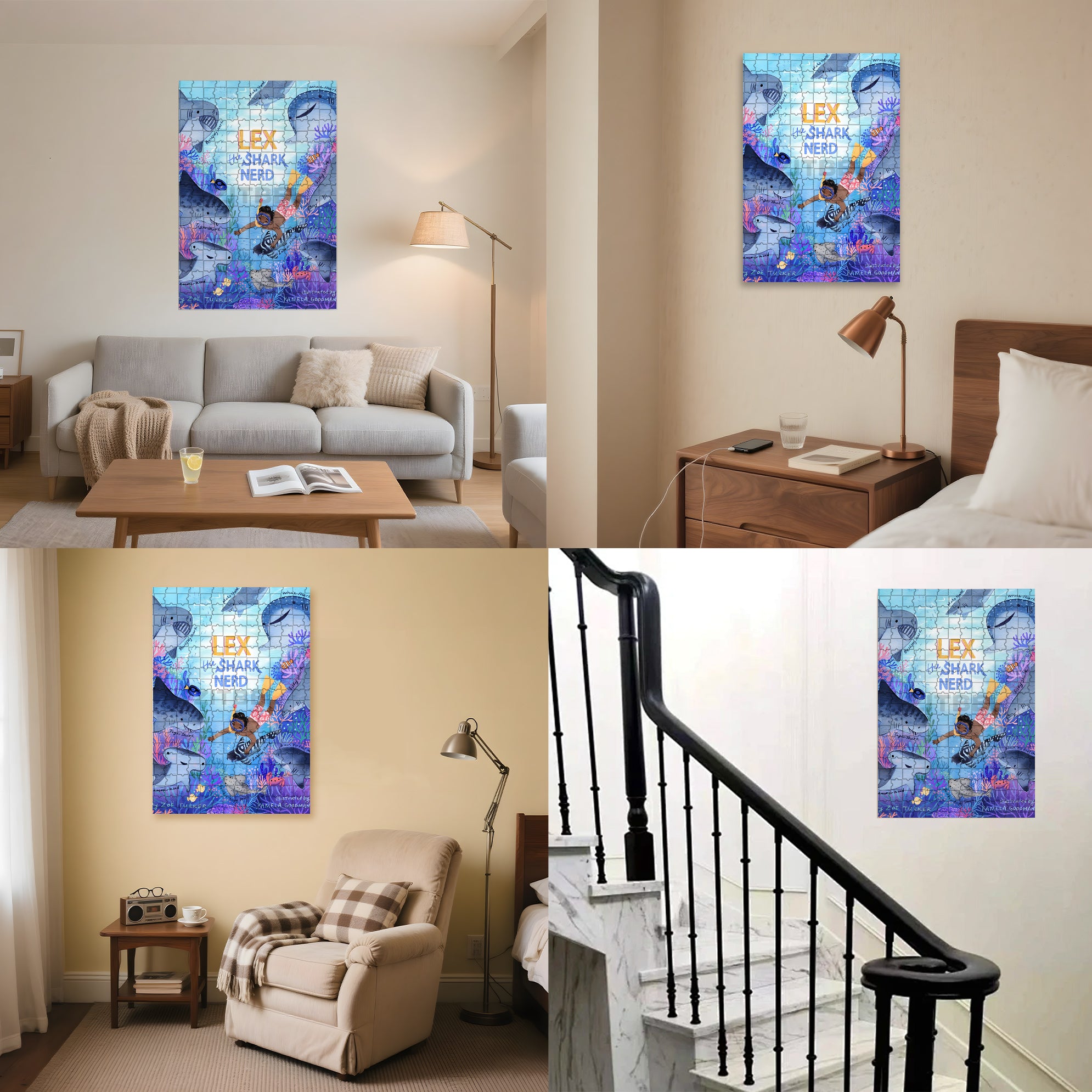 Shark 500pcs/1000pcs Jigsaw Puzzle, Scratch-Resistant, Interactive Family Game & Brain-Boosting DIY Decor, Perfect for Halloween, Christmas & New Year Gifts, Family Puzzle Game