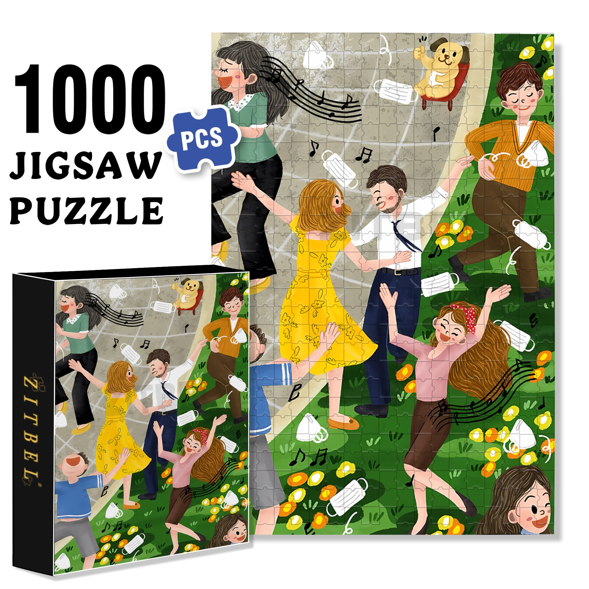 Song And Dance 500pcs/1000pcs Jigsaw Puzzle, Scratch-Resistant, Interactive Family Game & Brain-Boosting DIY Decor, Perfect for Halloween, Christmas & New Year Gifts, Family Puzzle Game