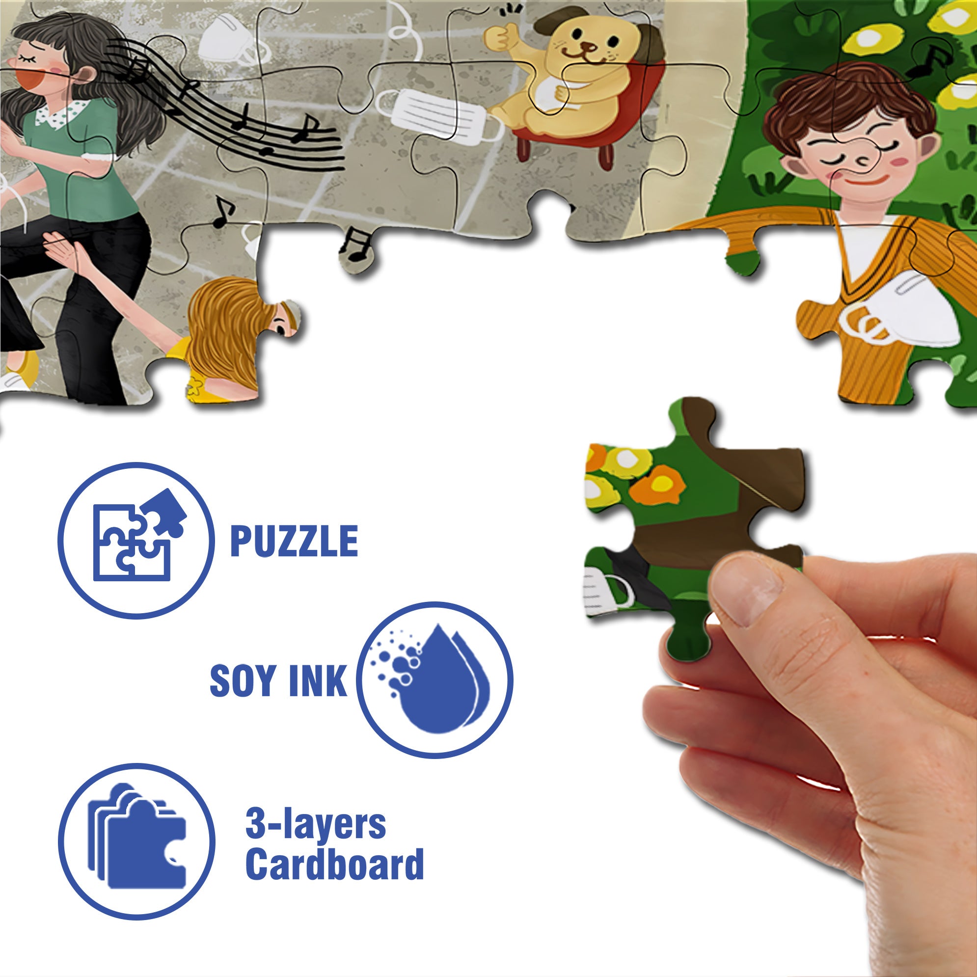 Song And Dance 500pcs/1000pcs Jigsaw Puzzle, Scratch-Resistant, Interactive Family Game & Brain-Boosting DIY Decor, Perfect for Halloween, Christmas & New Year Gifts, Family Puzzle Game