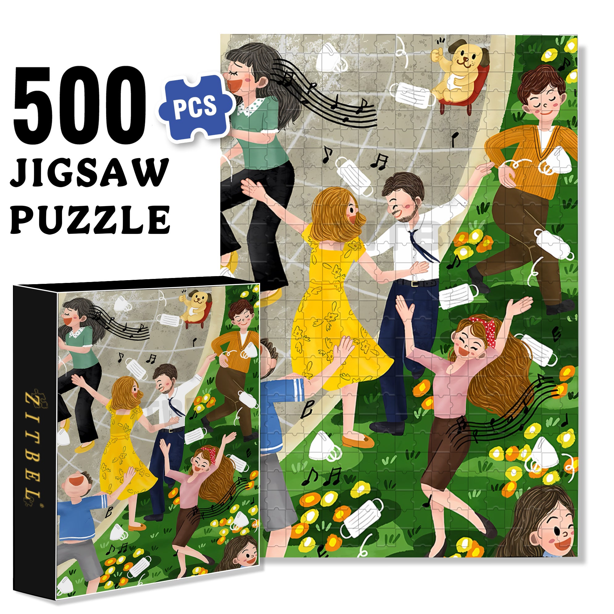 Song And Dance 500pcs/1000pcs Jigsaw Puzzle, Scratch-Resistant, Interactive Family Game & Brain-Boosting DIY Decor, Perfect for Halloween, Christmas & New Year Gifts, Family Puzzle Game