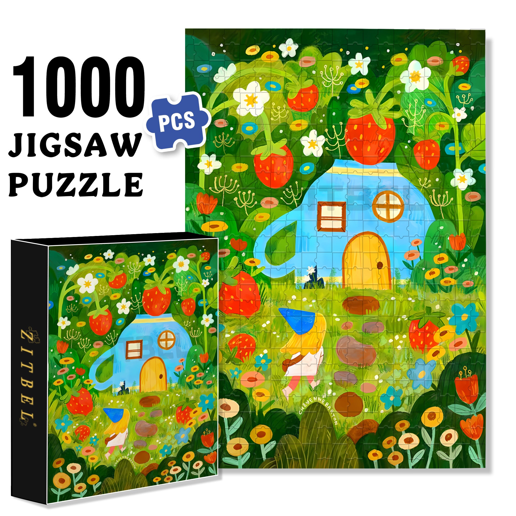 Strawberry Park 500pcs/1000pcs Jigsaw Puzzle, Scratch-Resistant, Interactive Family Game & Brain-Boosting DIY Decor, Perfect for Halloween, Christmas & New Year Gifts, Family Puzzle Game