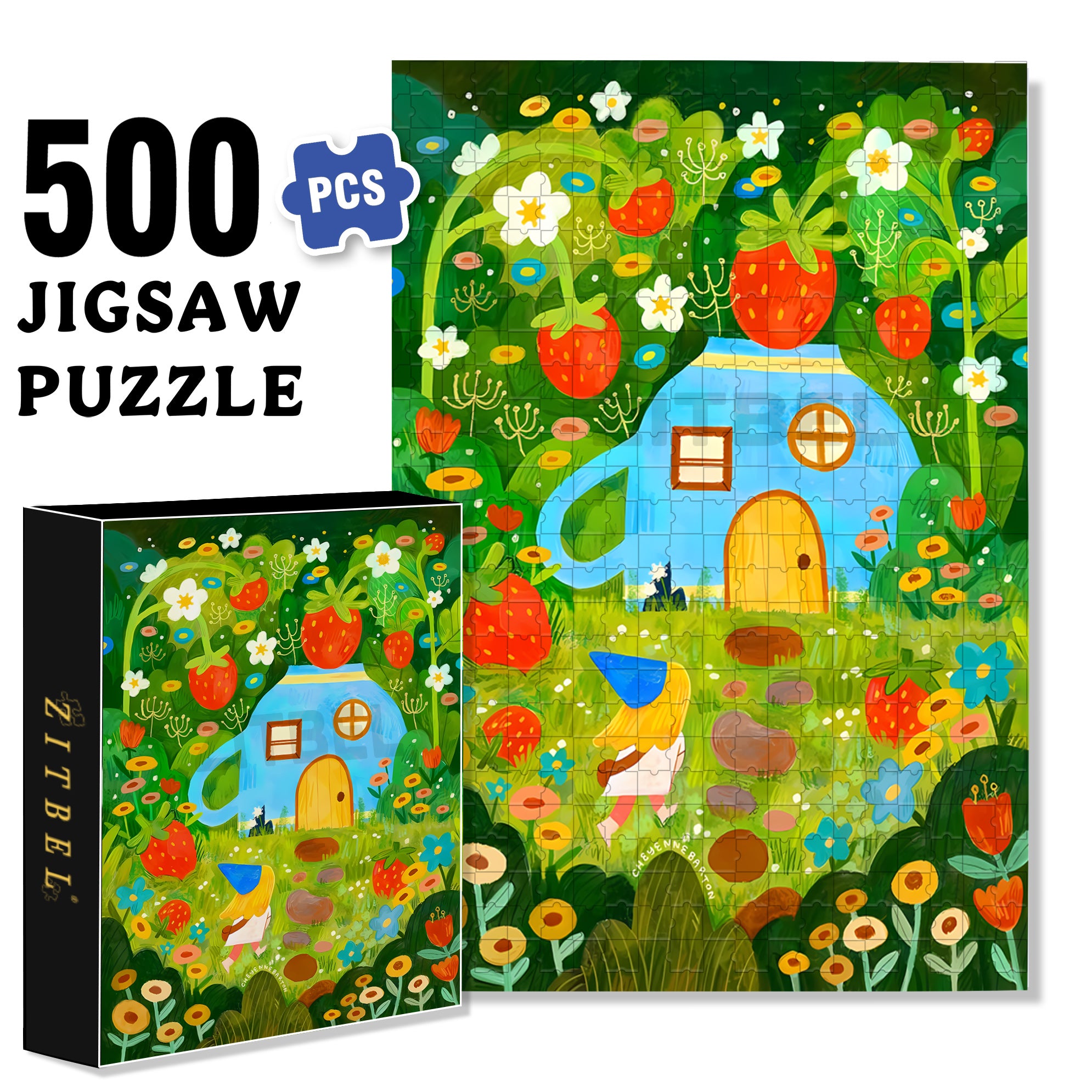 Strawberry Park 500pcs/1000pcs Jigsaw Puzzle, Scratch-Resistant, Interactive Family Game & Brain-Boosting DIY Decor, Perfect for Halloween, Christmas & New Year Gifts, Family Puzzle Game