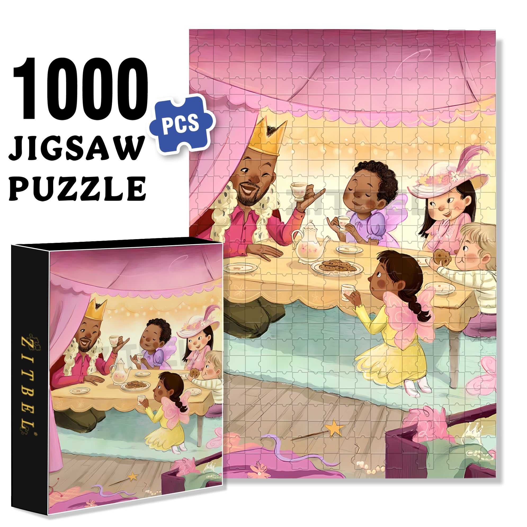 Tea Party 500pcs/1000pcs Jigsaw Puzzle, Scratch-Resistant, Interactive Family Game & Brain-Boosting DIY Decor, Perfect for Halloween, Christmas & New Year Gifts, Family Puzzle Game