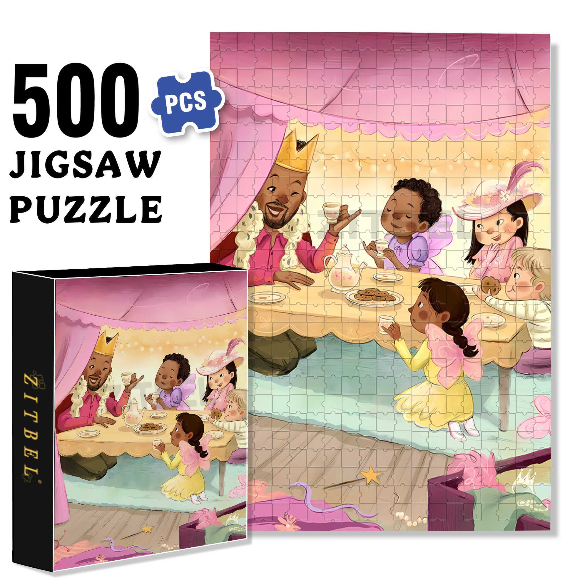 Tea Party 500pcs/1000pcs Jigsaw Puzzle, Scratch-Resistant, Interactive Family Game & Brain-Boosting DIY Decor, Perfect for Halloween, Christmas & New Year Gifts, Family Puzzle Game