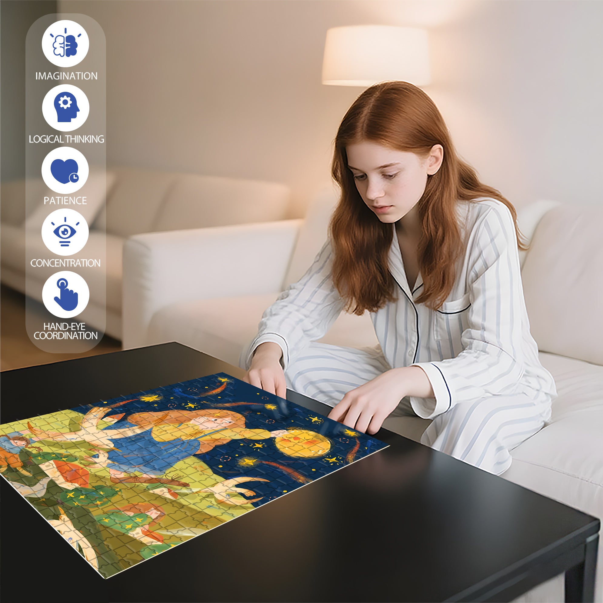 Touching The Moon 500pcs/1000pcs Jigsaw Puzzle, Scratch-Resistant, Interactive Family Game & Brain-Boosting DIY Decor, Perfect for Halloween, Christmas & New Year Gifts, Family Puzzle Game
