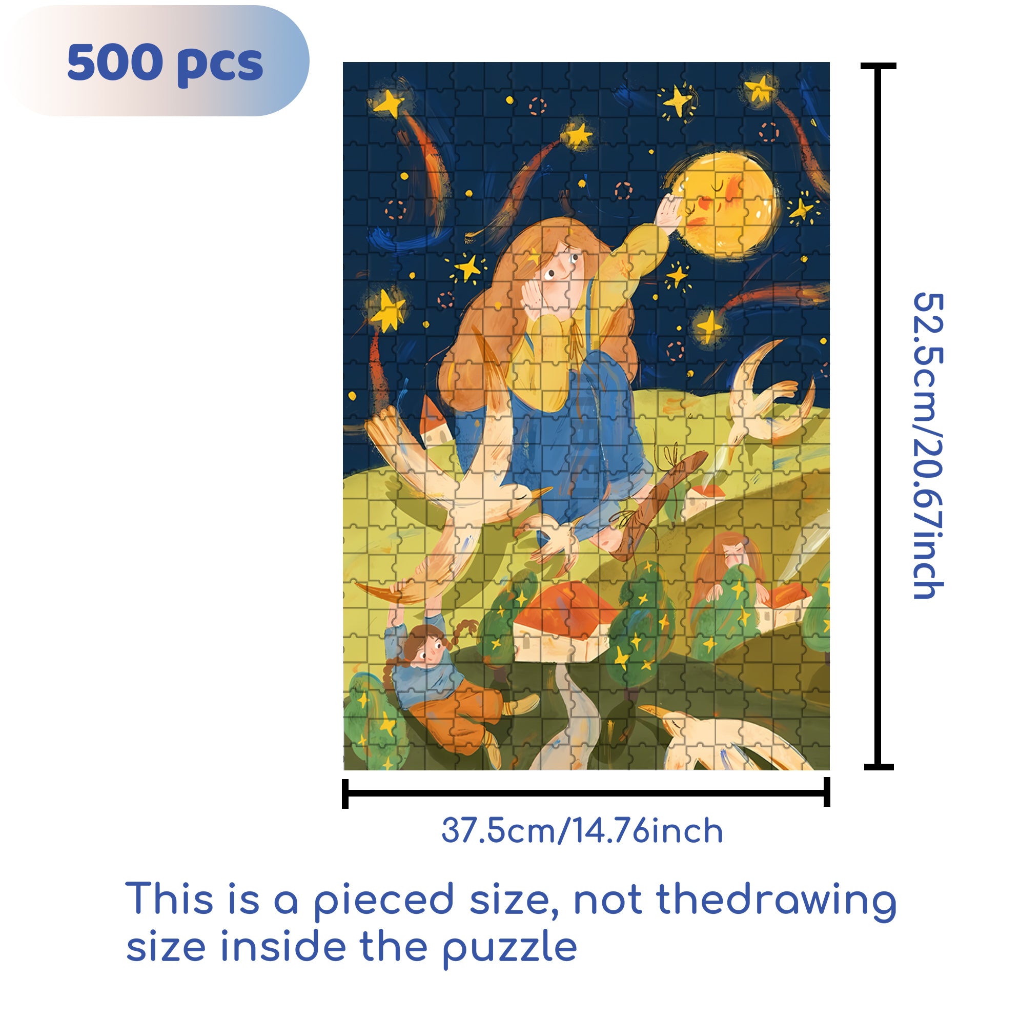 Touching The Moon 500pcs/1000pcs Jigsaw Puzzle, Scratch-Resistant, Interactive Family Game & Brain-Boosting DIY Decor, Perfect for Halloween, Christmas & New Year Gifts, Family Puzzle Game