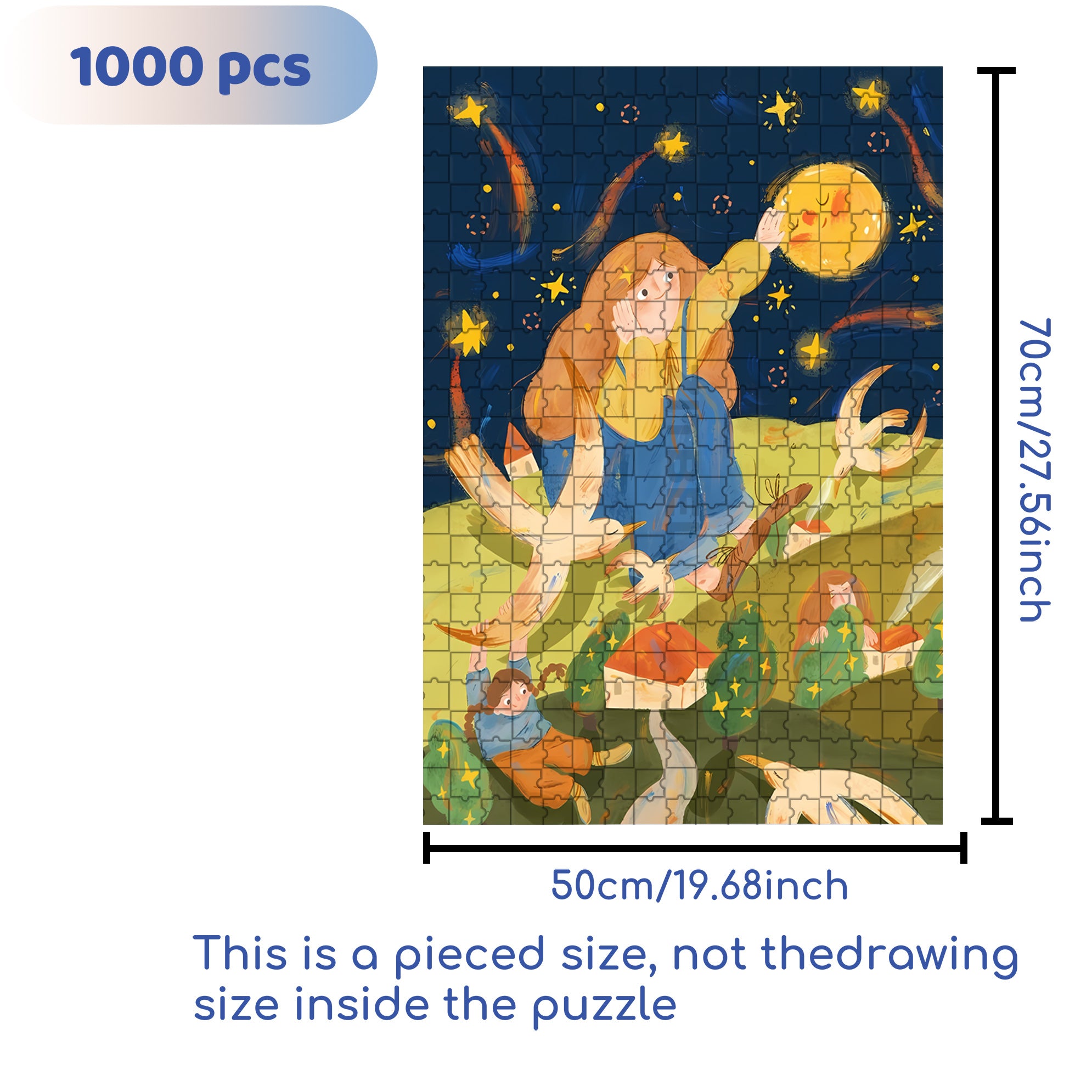 Touching The Moon 500pcs/1000pcs Jigsaw Puzzle, Scratch-Resistant, Interactive Family Game & Brain-Boosting DIY Decor, Perfect for Halloween, Christmas & New Year Gifts, Family Puzzle Game