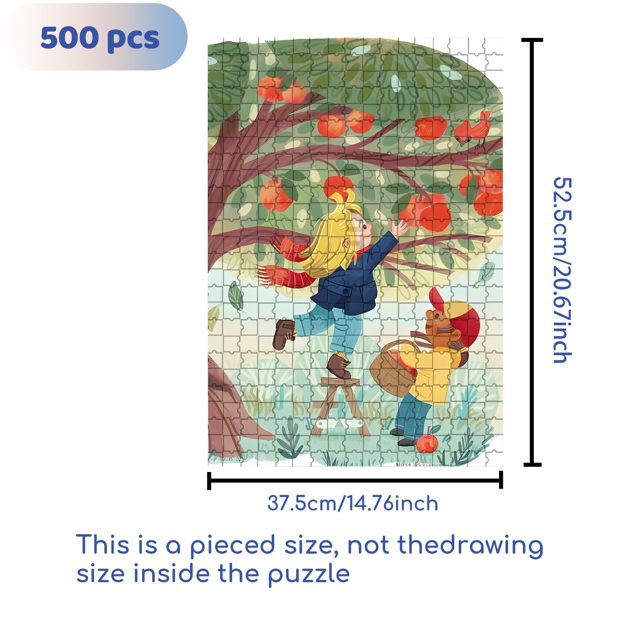 Under The Apple Tree 500pcs/1000pcs Jigsaw Puzzle, Scratch-Resistant, Interactive Family Game & Brain-Boosting DIY Decor, Perfect for Halloween, Christmas & New Year Gifts, Family Puzzle Game