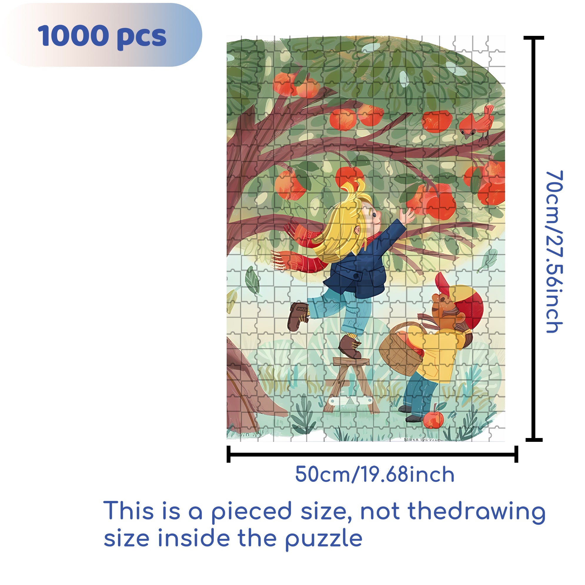 Under The Apple Tree 500pcs/1000pcs Jigsaw Puzzle, Scratch-Resistant, Interactive Family Game & Brain-Boosting DIY Decor, Perfect for Halloween, Christmas & New Year Gifts, Family Puzzle Game