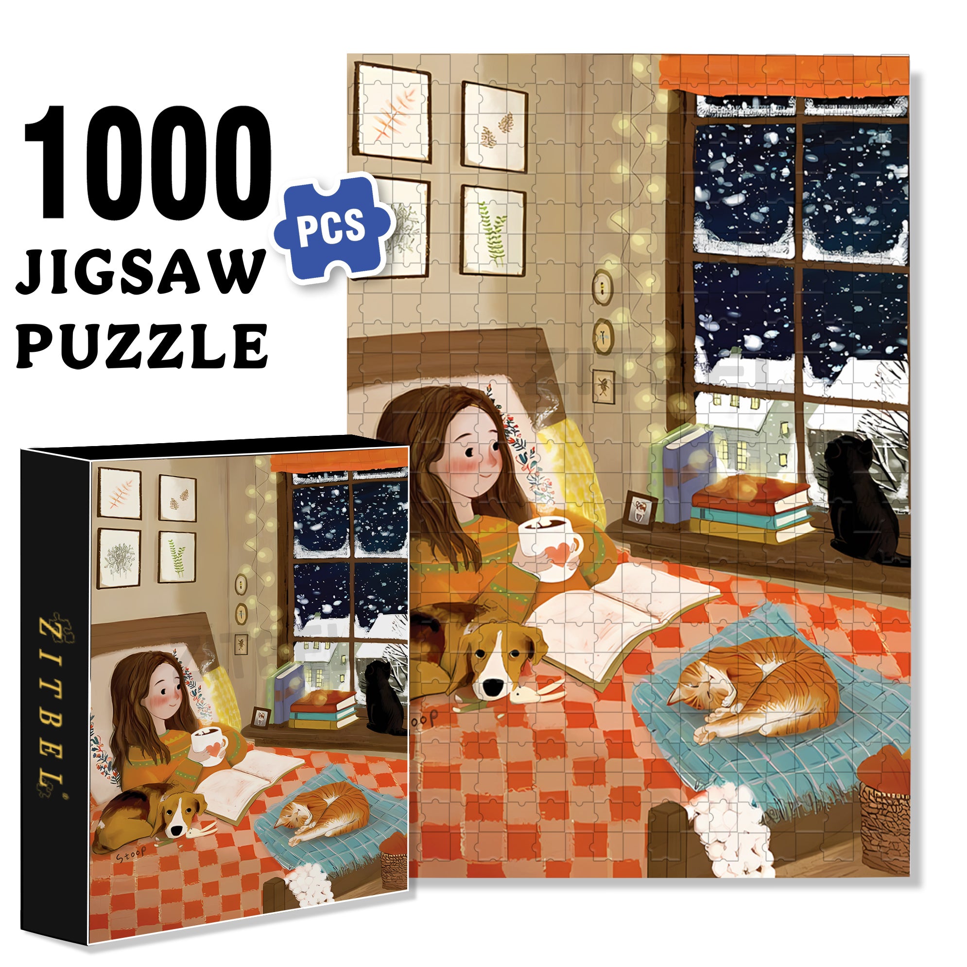 Under The Sheet 500pcs/1000pcs Jigsaw Puzzle, Scratch-Resistant, Interactive Family Game & Brain-Boosting DIY Decor, Perfect for Halloween, Christmas & New Year Gifts, Family Puzzle Game