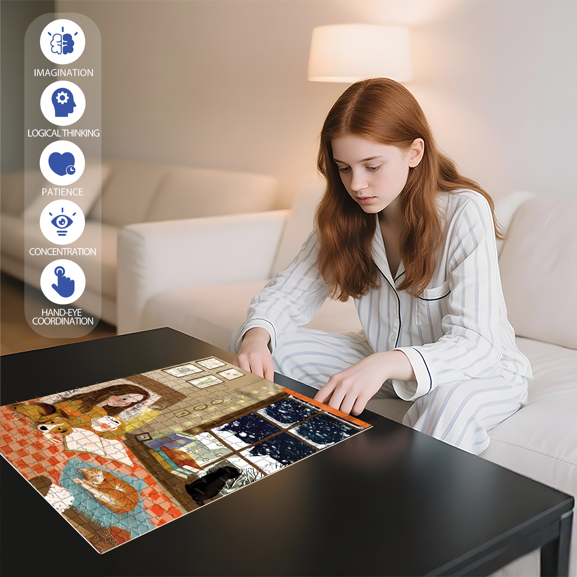 Under The Sheet 500pcs/1000pcs Jigsaw Puzzle, Scratch-Resistant, Interactive Family Game & Brain-Boosting DIY Decor, Perfect for Halloween, Christmas & New Year Gifts, Family Puzzle Game