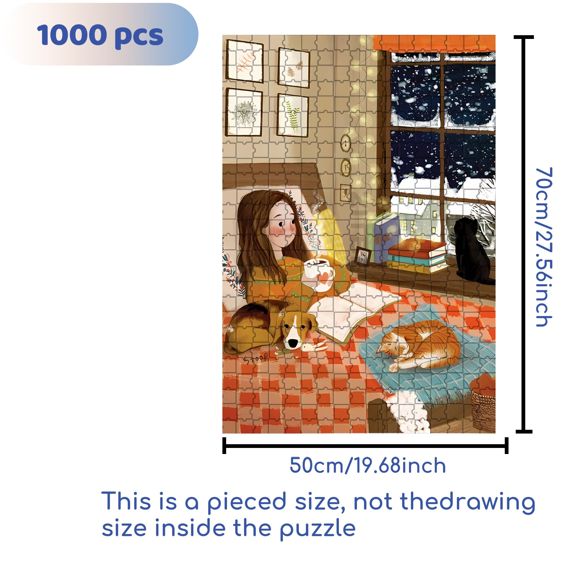 Under The Sheet 500pcs/1000pcs Jigsaw Puzzle, Scratch-Resistant, Interactive Family Game & Brain-Boosting DIY Decor, Perfect for Halloween, Christmas & New Year Gifts, Family Puzzle Game