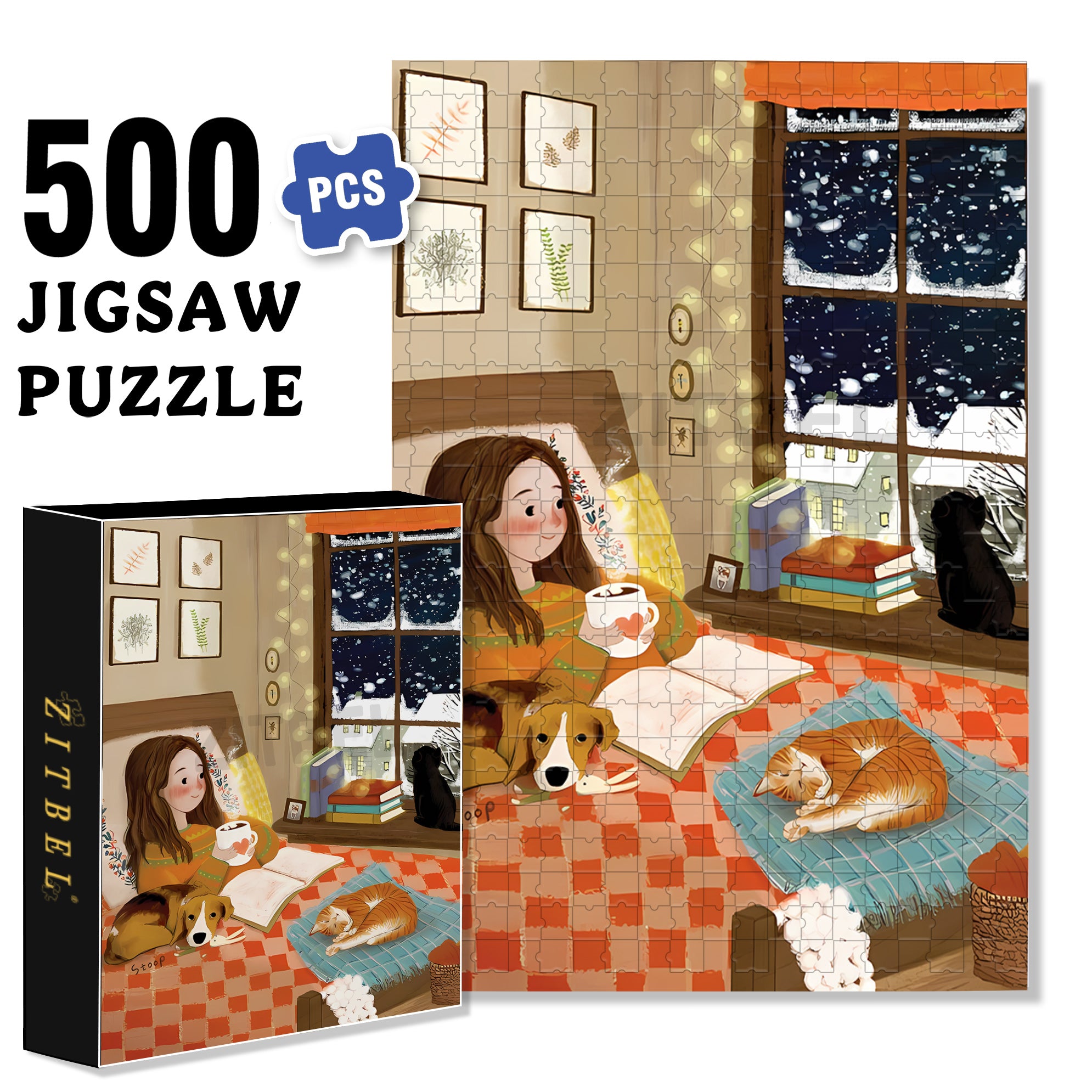 Under The Sheet 500pcs/1000pcs Jigsaw Puzzle, Scratch-Resistant, Interactive Family Game & Brain-Boosting DIY Decor, Perfect for Halloween, Christmas & New Year Gifts, Family Puzzle Game