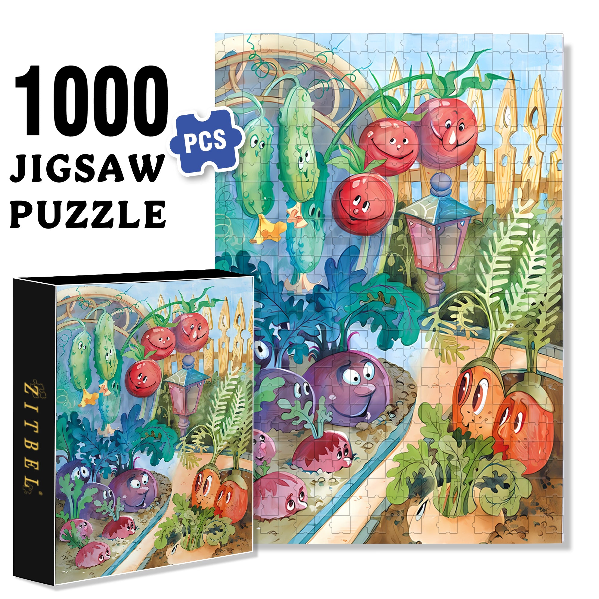 Vegetable Spirit 500pcs/1000pcs Jigsaw Puzzle, Scratch-Resistant, Interactive Family Game & Brain-Boosting DIY Decor, Perfect for Halloween, Christmas & New Year Gifts, Family Puzzle Game