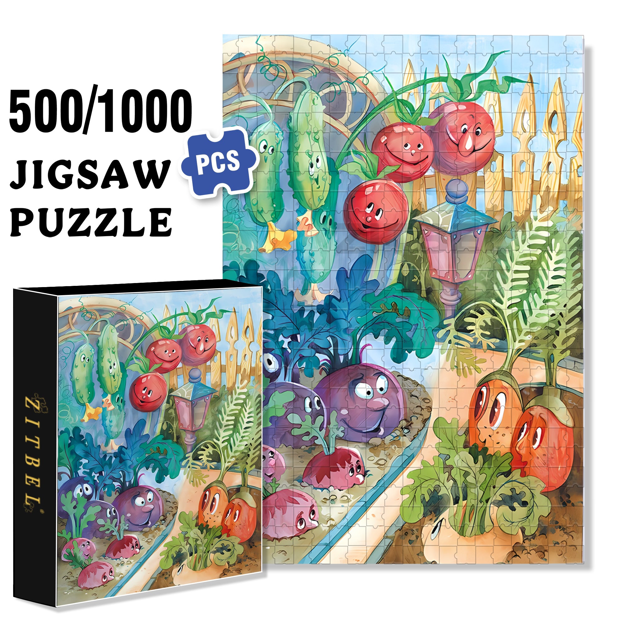 Vegetable Spirit 500pcs/1000pcs Jigsaw Puzzle, Scratch-Resistant, Interactive Family Game & Brain-Boosting DIY Decor, Perfect for Halloween, Christmas & New Year Gifts, Family Puzzle Game