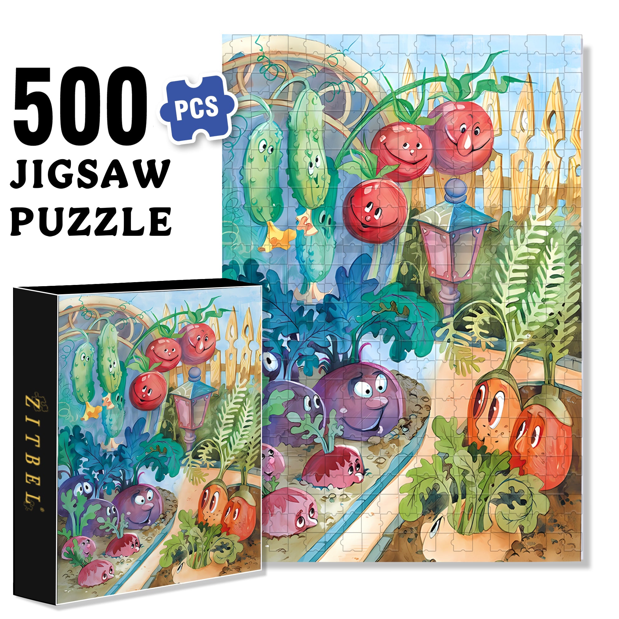 Vegetable Spirit 500pcs/1000pcs Jigsaw Puzzle, Scratch-Resistant, Interactive Family Game & Brain-Boosting DIY Decor, Perfect for Halloween, Christmas & New Year Gifts, Family Puzzle Game