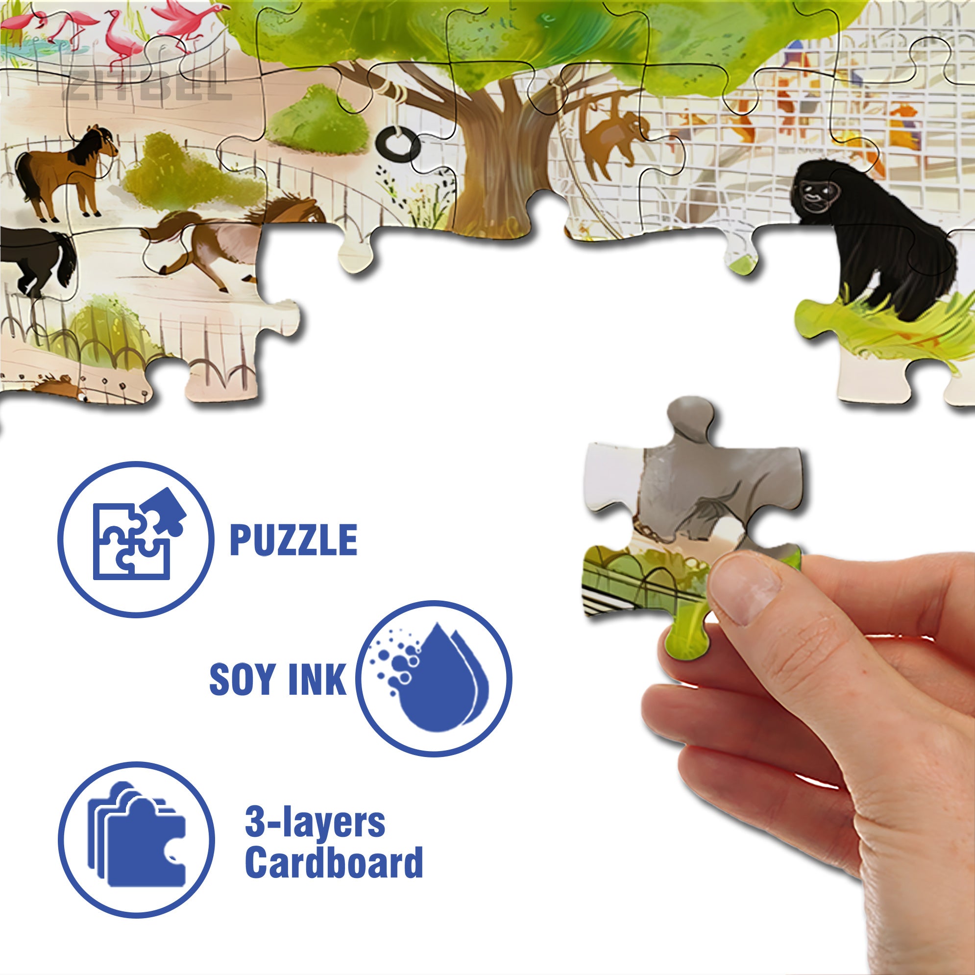 Zoo 500pcs/1000pcs Jigsaw Puzzle, Scratch-Resistant, Interactive Family Game & Brain-Boosting DIY Decor, Perfect for Halloween, Christmas & New Year Gifts, Family Puzzle Game