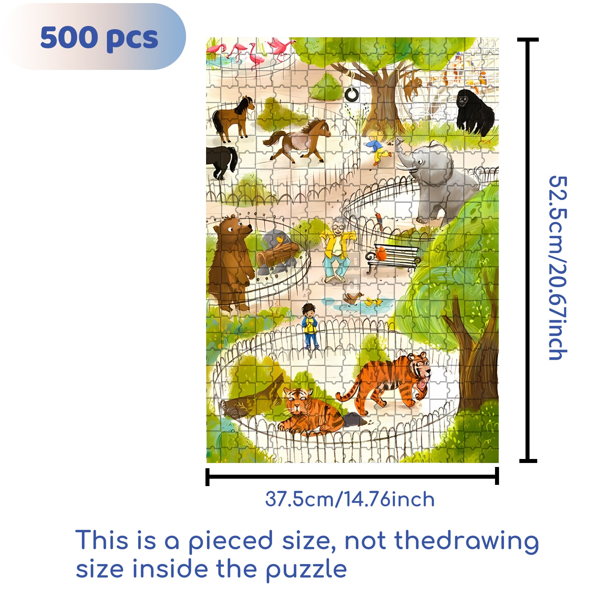 Zoo 500pcs/1000pcs Jigsaw Puzzle, Scratch-Resistant, Interactive Family Game & Brain-Boosting DIY Decor, Perfect for Halloween, Christmas & New Year Gifts, Family Puzzle Game
