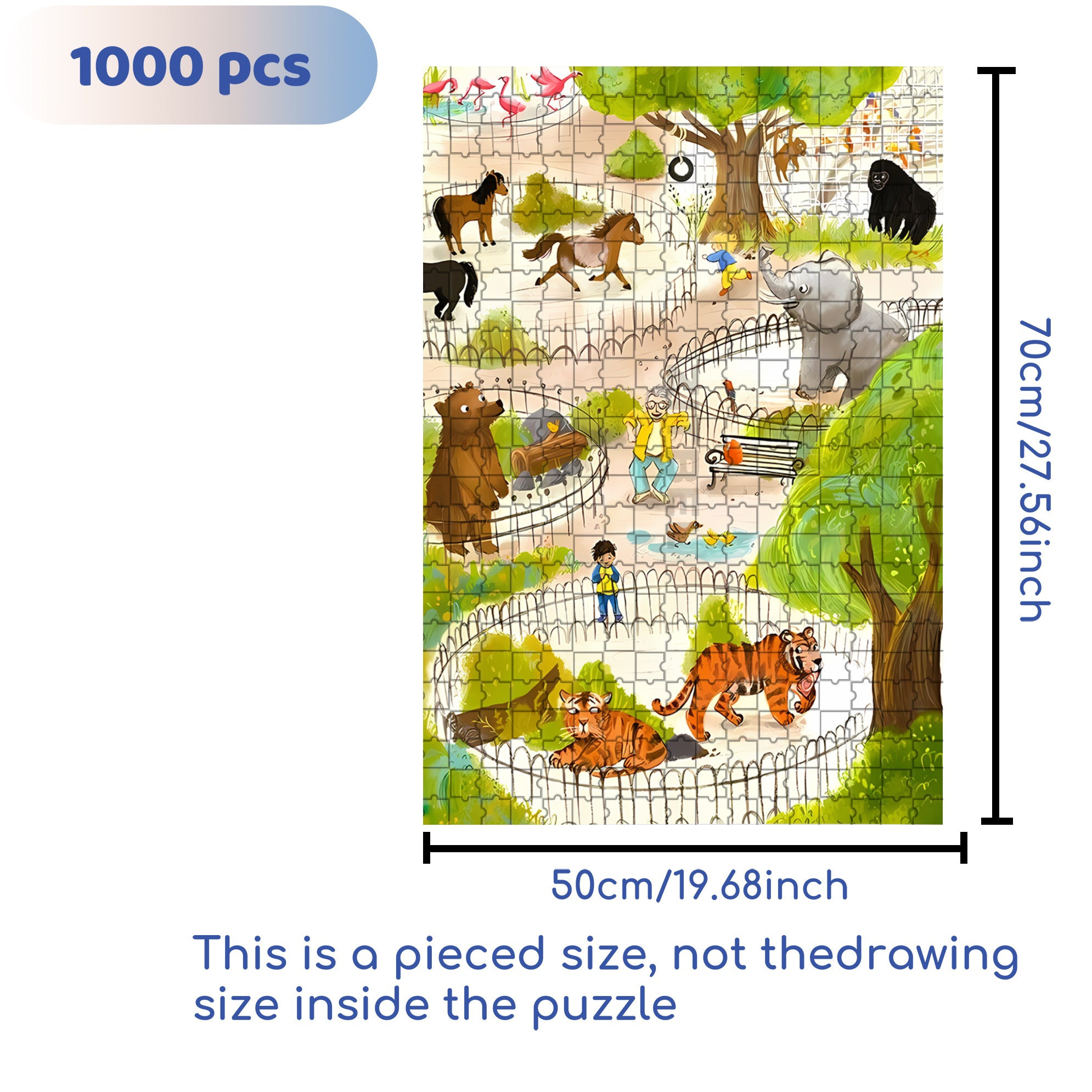 Zoo 500pcs/1000pcs Jigsaw Puzzle, Scratch-Resistant, Interactive Family Game & Brain-Boosting DIY Decor, Perfect for Halloween, Christmas & New Year Gifts, Family Puzzle Game