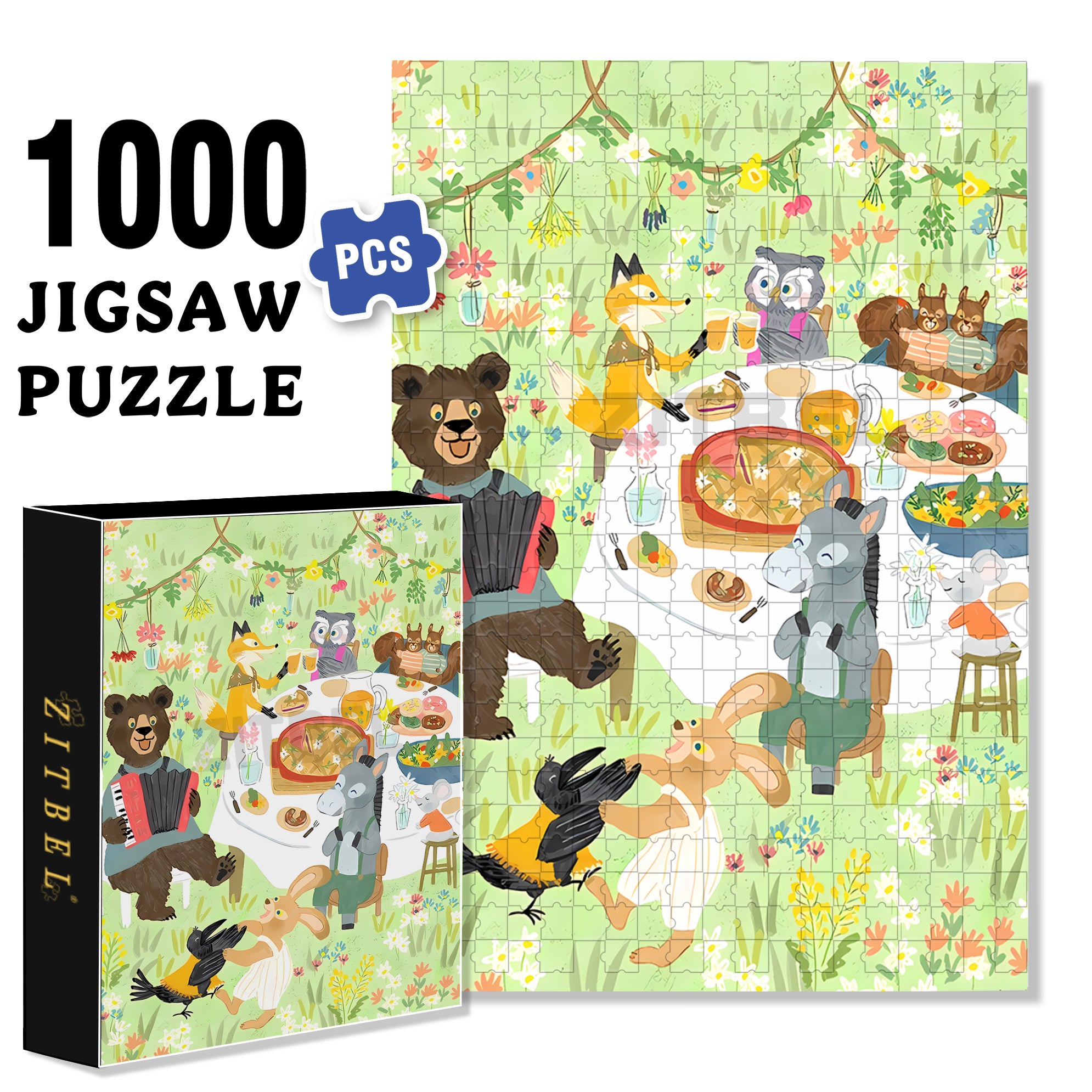 Accordion 500pcs/1000pcs Jigsaw Puzzle, Scratch-Resistant, Interactive Family Game & Brain-Boosting DIY Decor, Perfect for Halloween, Christmas & New Year Gifts, Family Puzzle Game