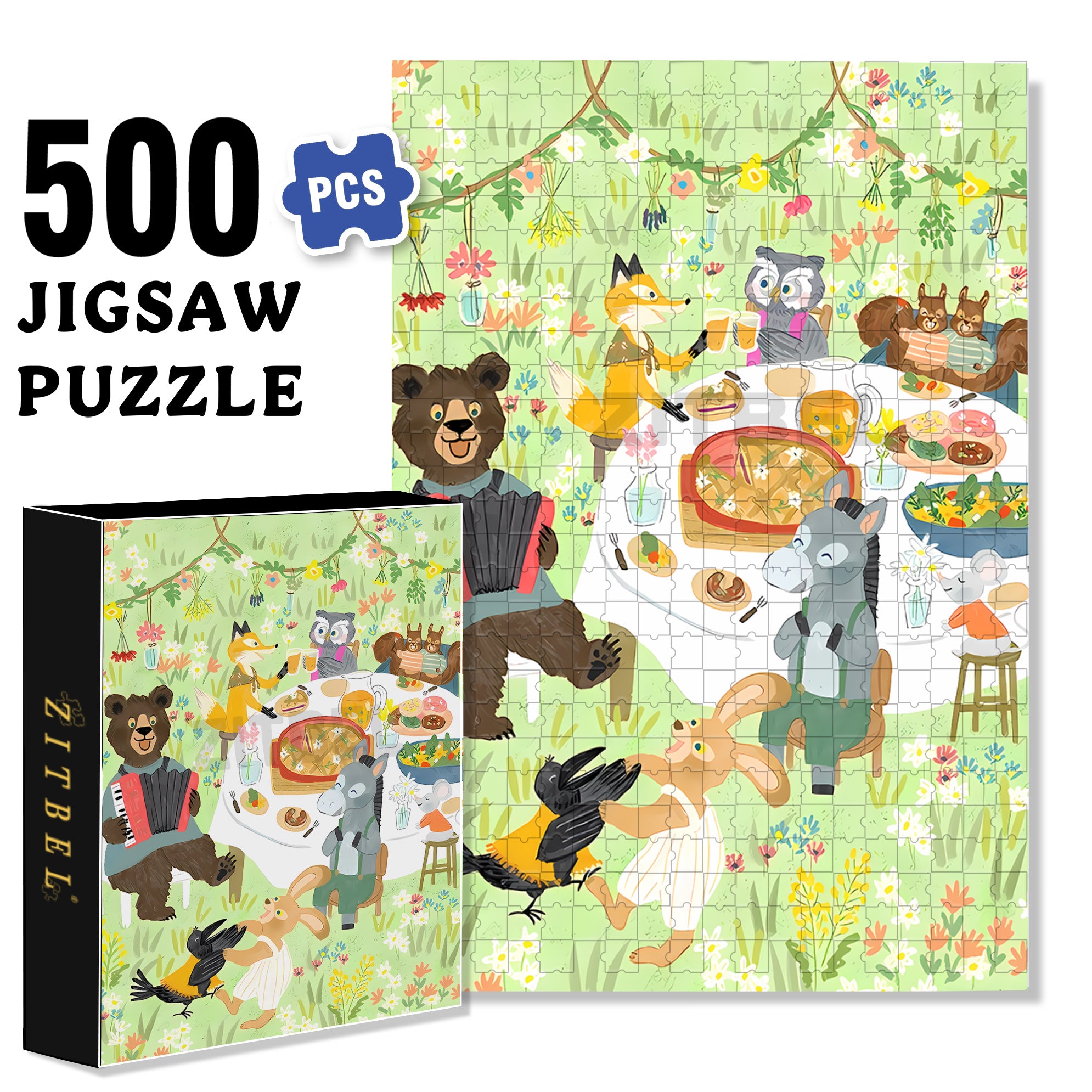 Accordion 500pcs/1000pcs Jigsaw Puzzle, Scratch-Resistant, Interactive Family Game & Brain-Boosting DIY Decor, Perfect for Halloween, Christmas & New Year Gifts, Family Puzzle Game