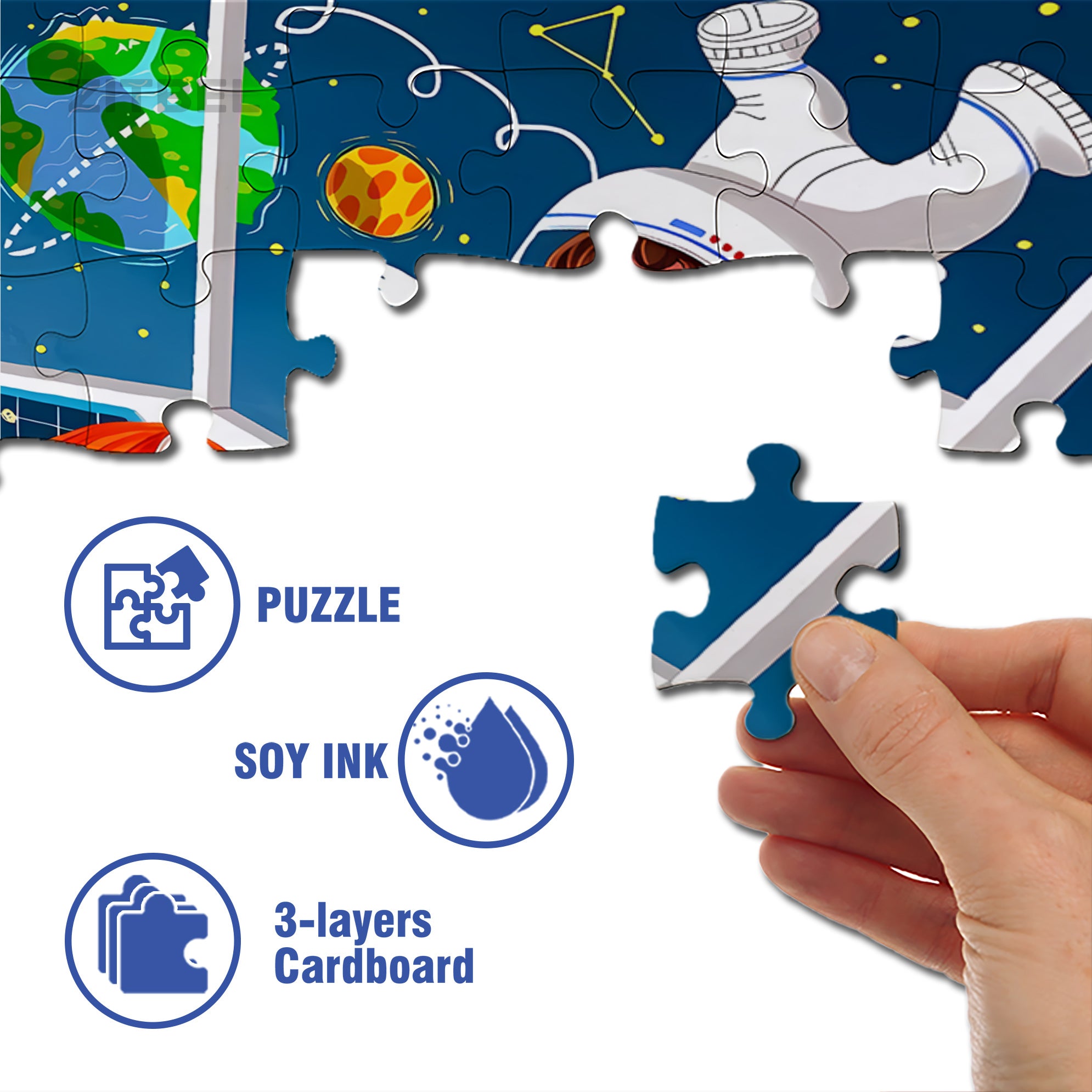 Astronaut & Me 500pcs/1000pcs Jigsaw Puzzle, Scratch-Resistant, Interactive Family Game & Brain-Boosting DIY Decor, Perfect for Halloween, Christmas & New Year Gifts, Family Puzzle Game