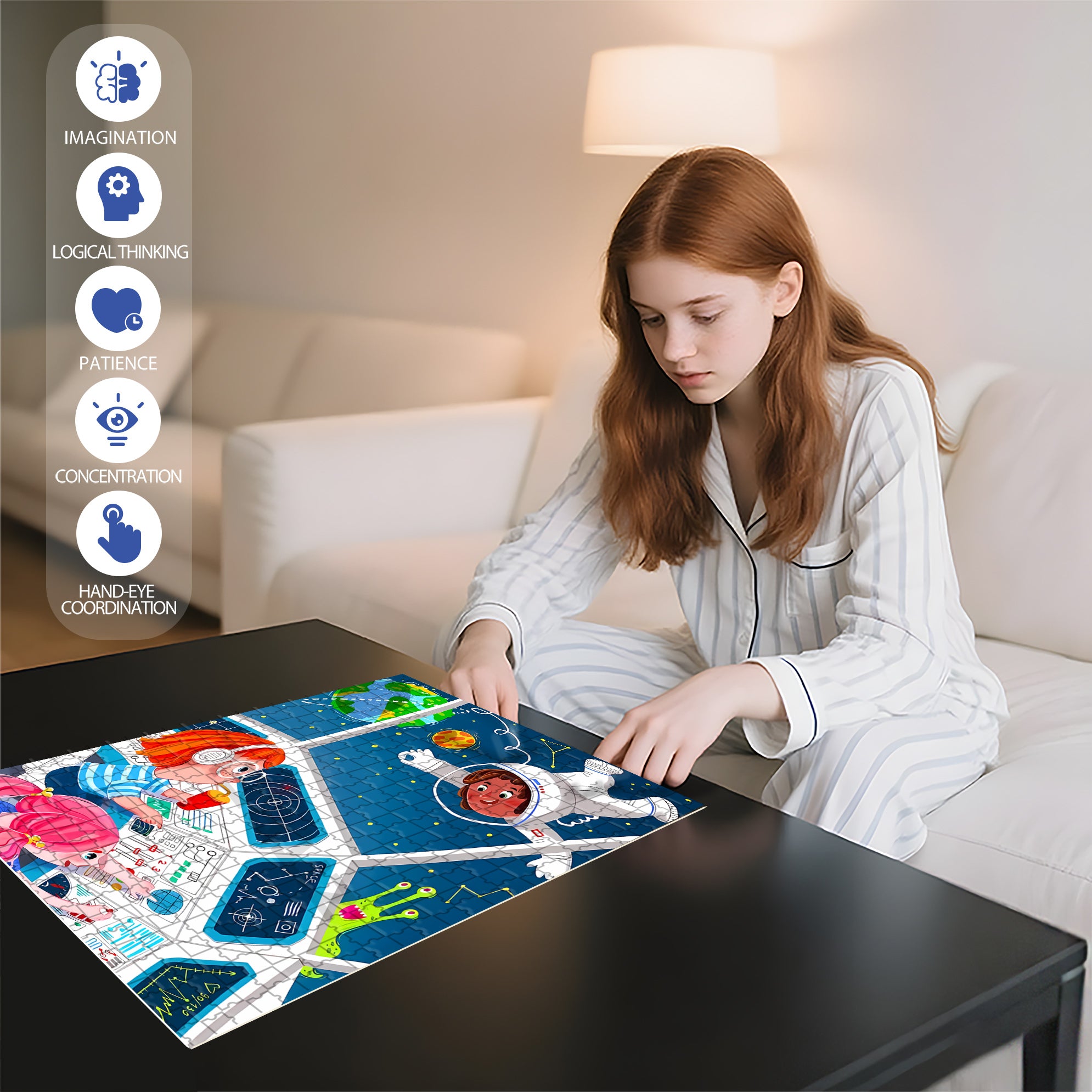 Astronaut & Me 500pcs/1000pcs Jigsaw Puzzle, Scratch-Resistant, Interactive Family Game & Brain-Boosting DIY Decor, Perfect for Halloween, Christmas & New Year Gifts, Family Puzzle Game
