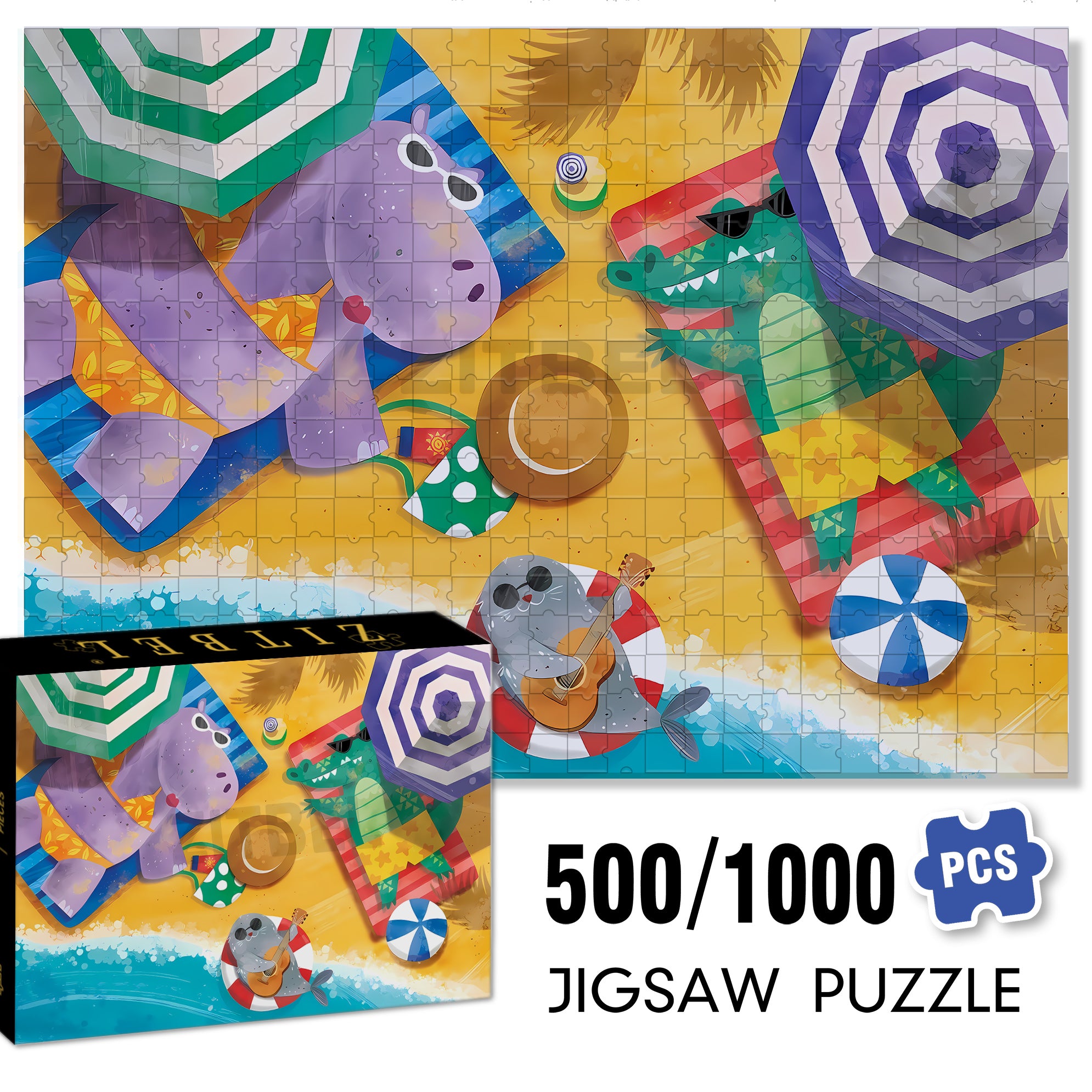 Bask 500pcs/1000pcs Jigsaw Puzzle, Scratch-Resistant, Interactive Family Game & Brain-Boosting DIY Decor, Perfect for Halloween, Christmas & New Year Gifts, Family Puzzle Game