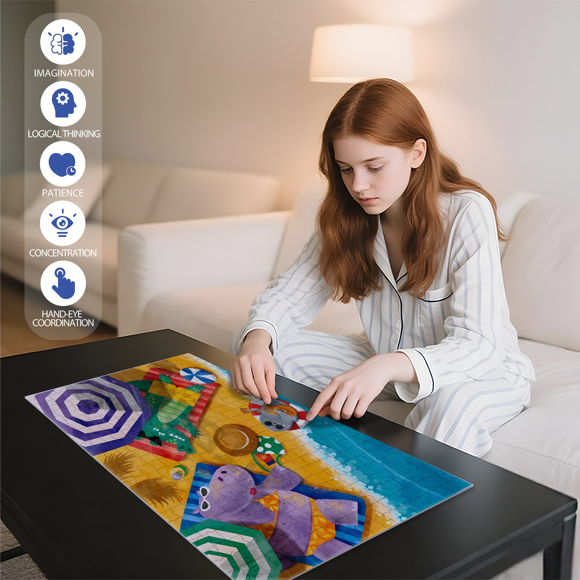 Bask 500pcs/1000pcs Jigsaw Puzzle, Scratch-Resistant, Interactive Family Game & Brain-Boosting DIY Decor, Perfect for Halloween, Christmas & New Year Gifts, Family Puzzle Game
