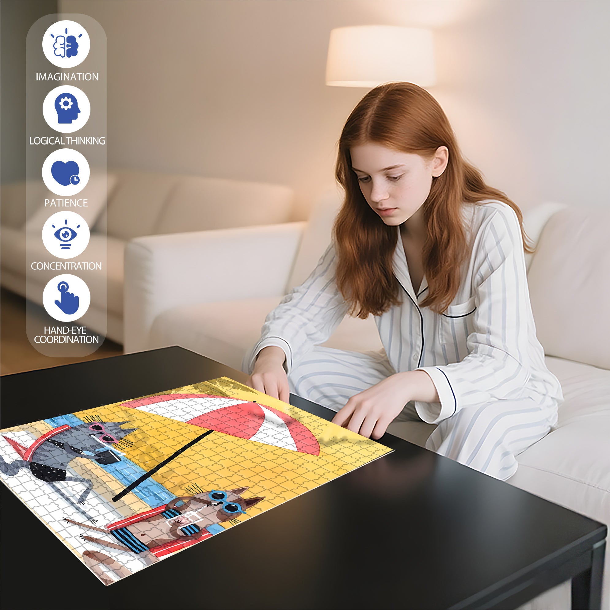 Beach Umbrella 500pcs/1000pcs Jigsaw Puzzle, Scratch-Resistant, Interactive Family Game & Brain-Boosting DIY Decor, Perfect for Halloween, Christmas & New Year Gifts, Family Puzzle Game
