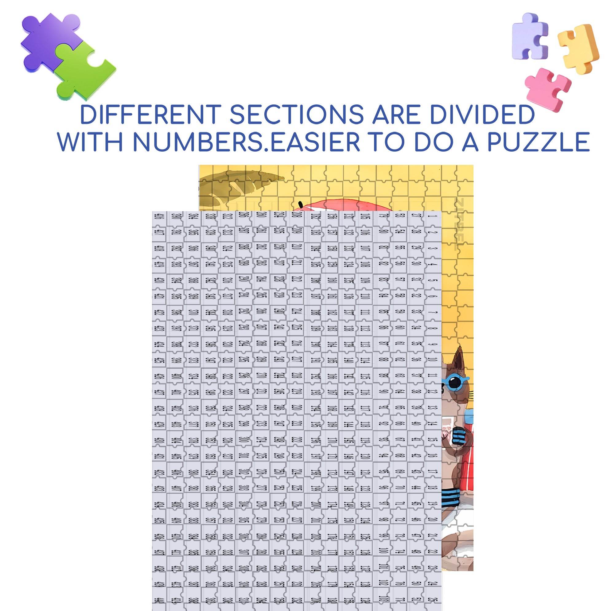 Beach Umbrella 500pcs/1000pcs Jigsaw Puzzle, Scratch-Resistant, Interactive Family Game & Brain-Boosting DIY Decor, Perfect for Halloween, Christmas & New Year Gifts, Family Puzzle Game