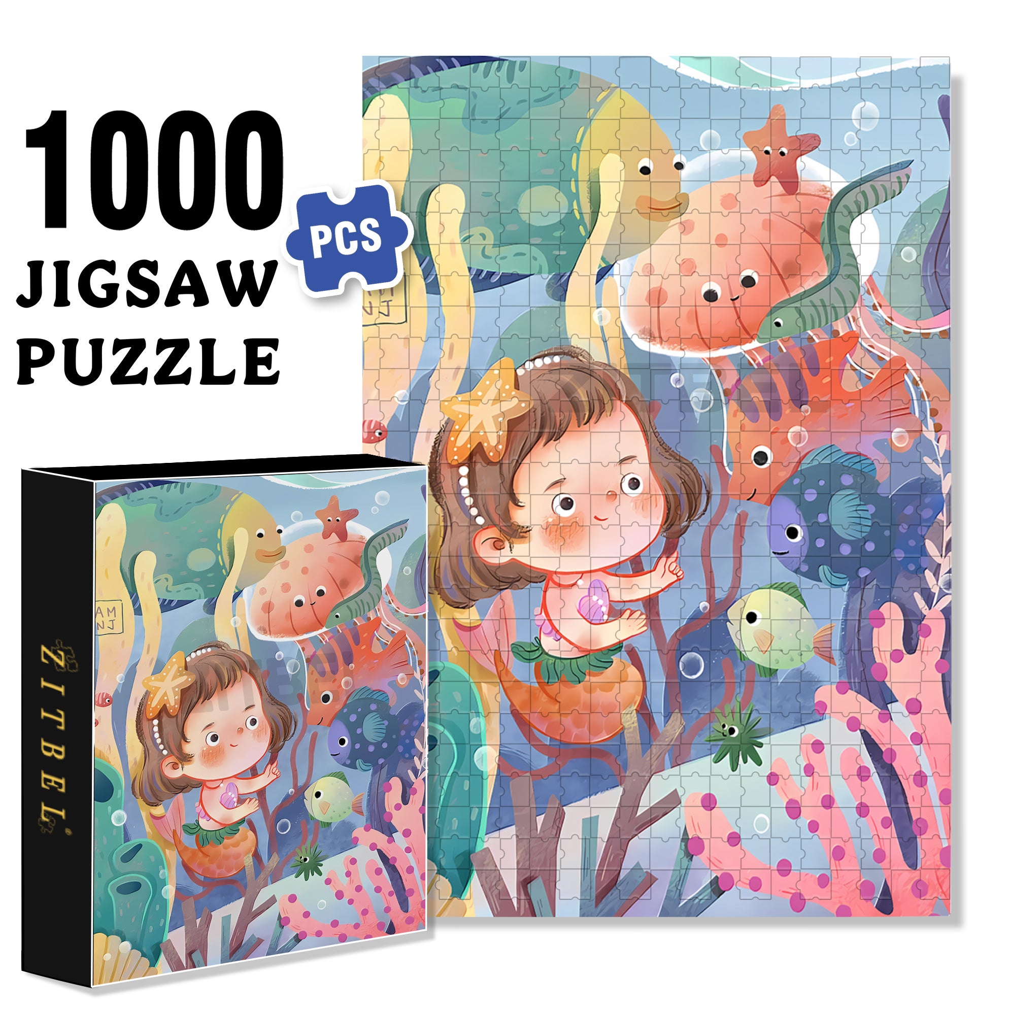 Beautiful Coral 500pcs/1000pcs Jigsaw Puzzle, Scratch-Resistant, Interactive Family Game & Brain-Boosting DIY Decor, Perfect for Halloween, Christmas & New Year Gifts, Family Puzzle Game