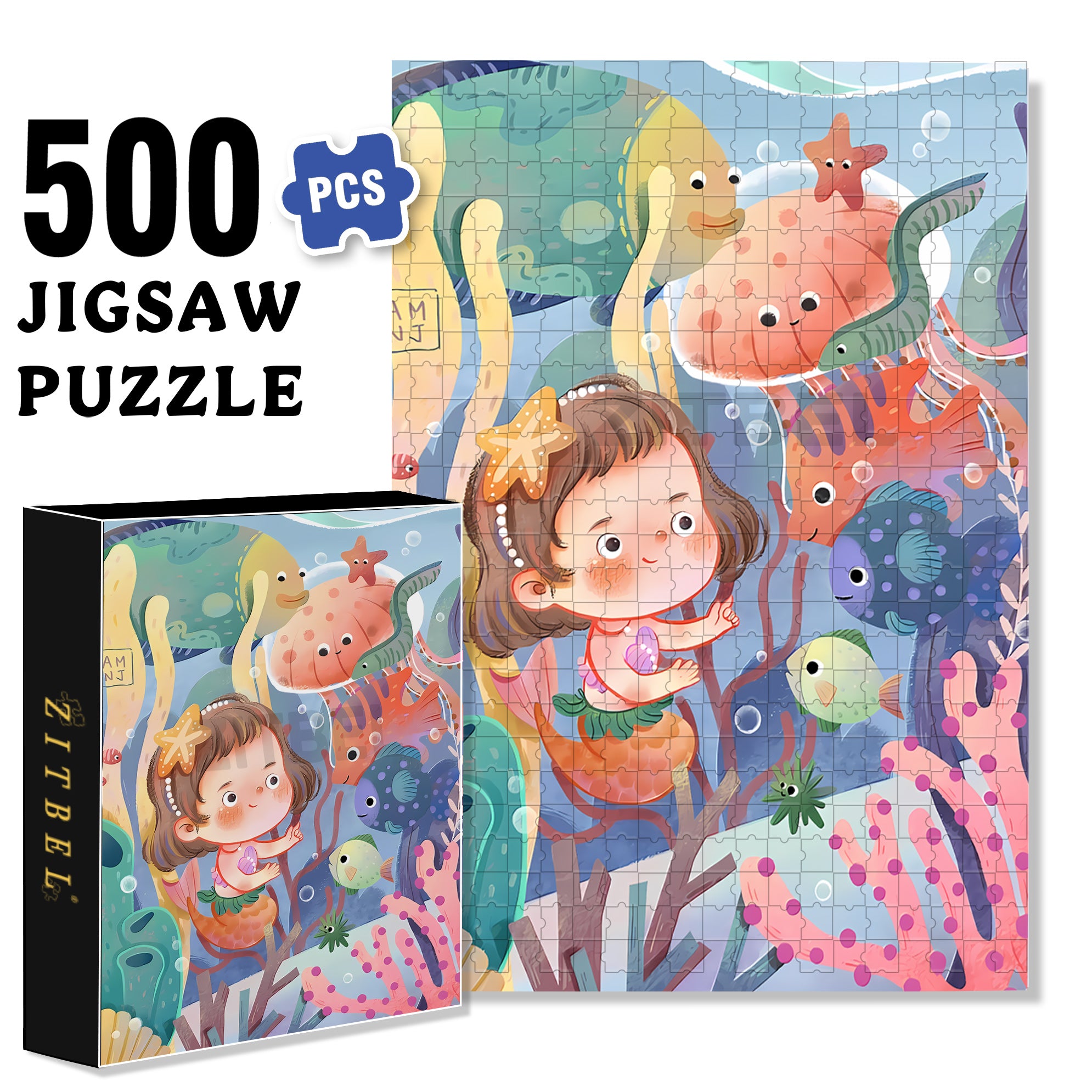 Beautiful Coral 500pcs/1000pcs Jigsaw Puzzle, Scratch-Resistant, Interactive Family Game & Brain-Boosting DIY Decor, Perfect for Halloween, Christmas & New Year Gifts, Family Puzzle Game