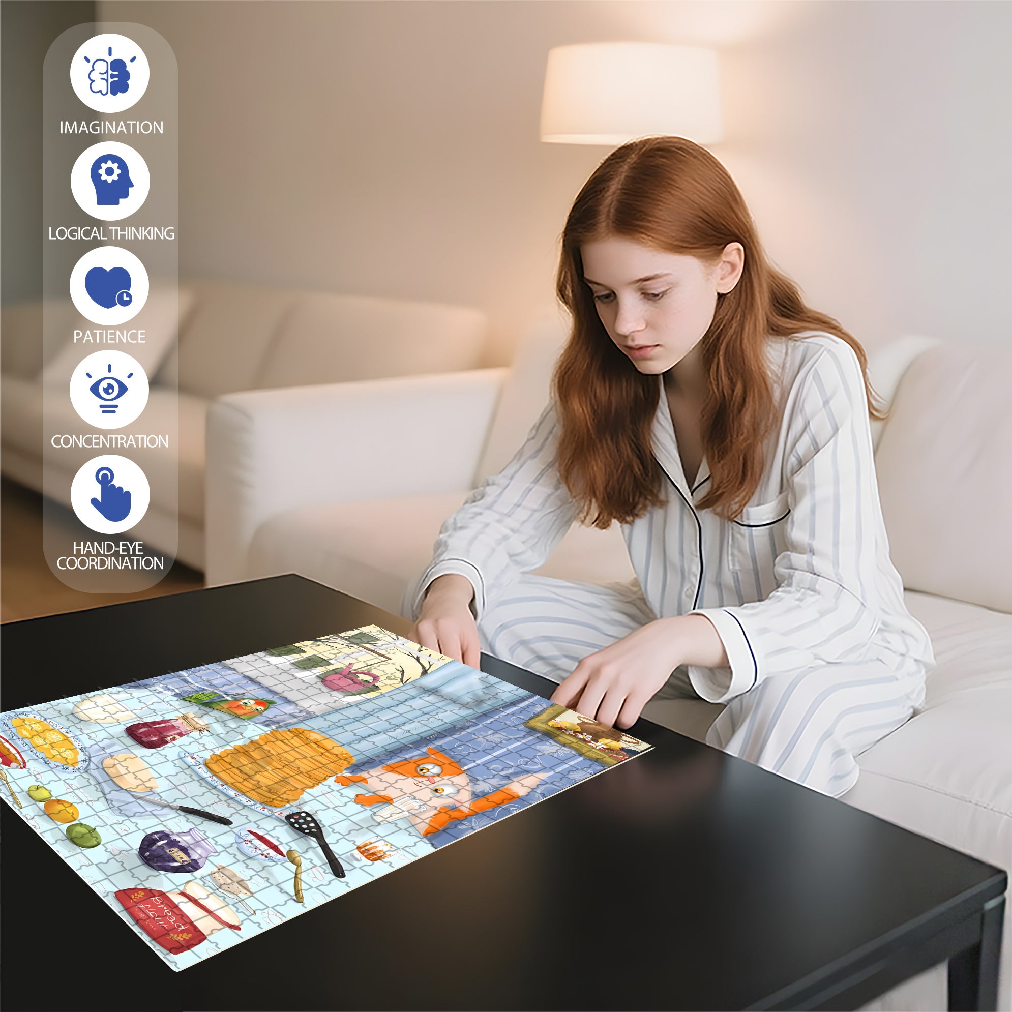 Big Pancake 500pcs/1000pcs Jigsaw Puzzle, Scratch-Resistant, Interactive Family Game & Brain-Boosting DIY Decor, Perfect for Halloween, Christmas & New Year Gifts, Family Puzzle Game