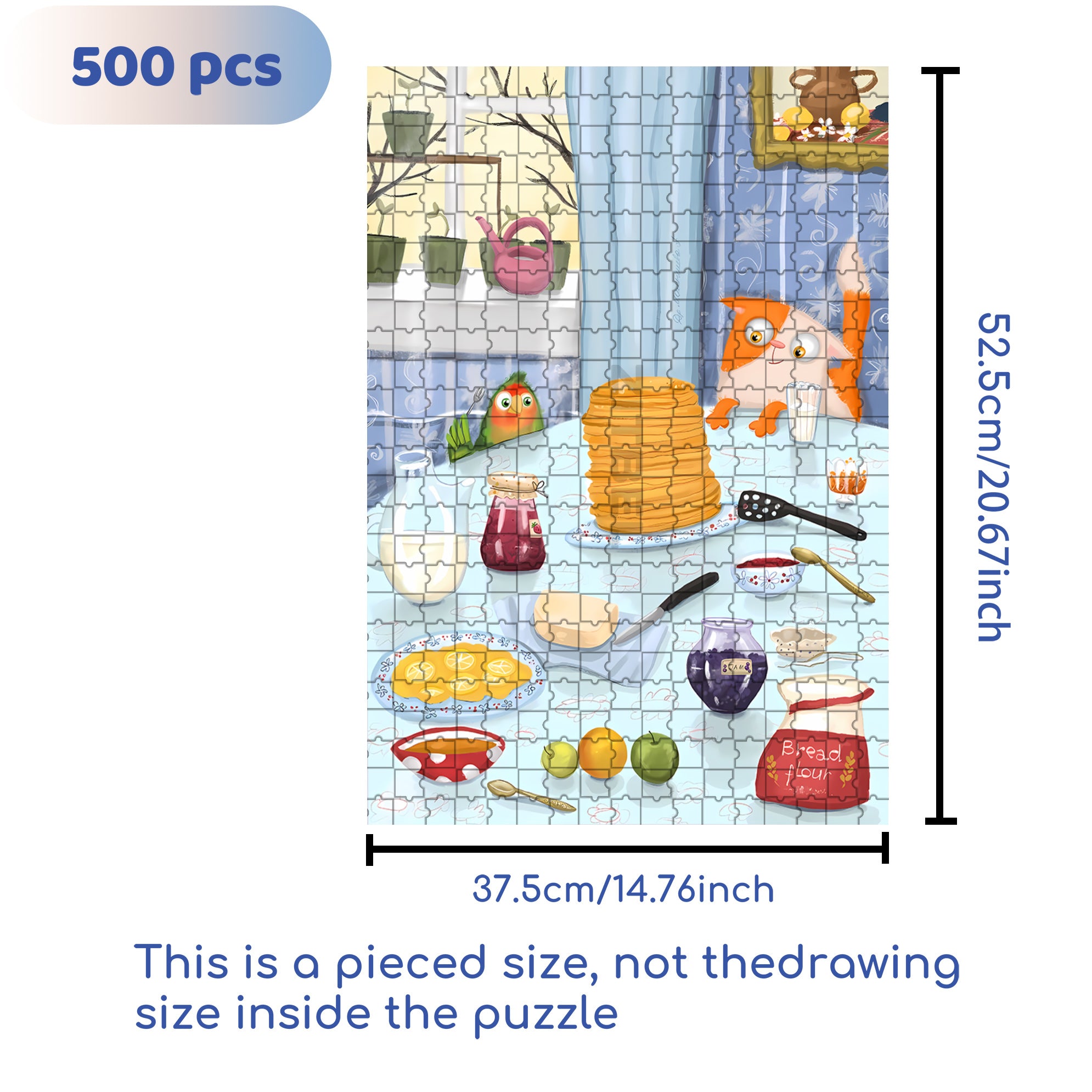 Big Pancake 500pcs/1000pcs Jigsaw Puzzle, Scratch-Resistant, Interactive Family Game & Brain-Boosting DIY Decor, Perfect for Halloween, Christmas & New Year Gifts, Family Puzzle Game