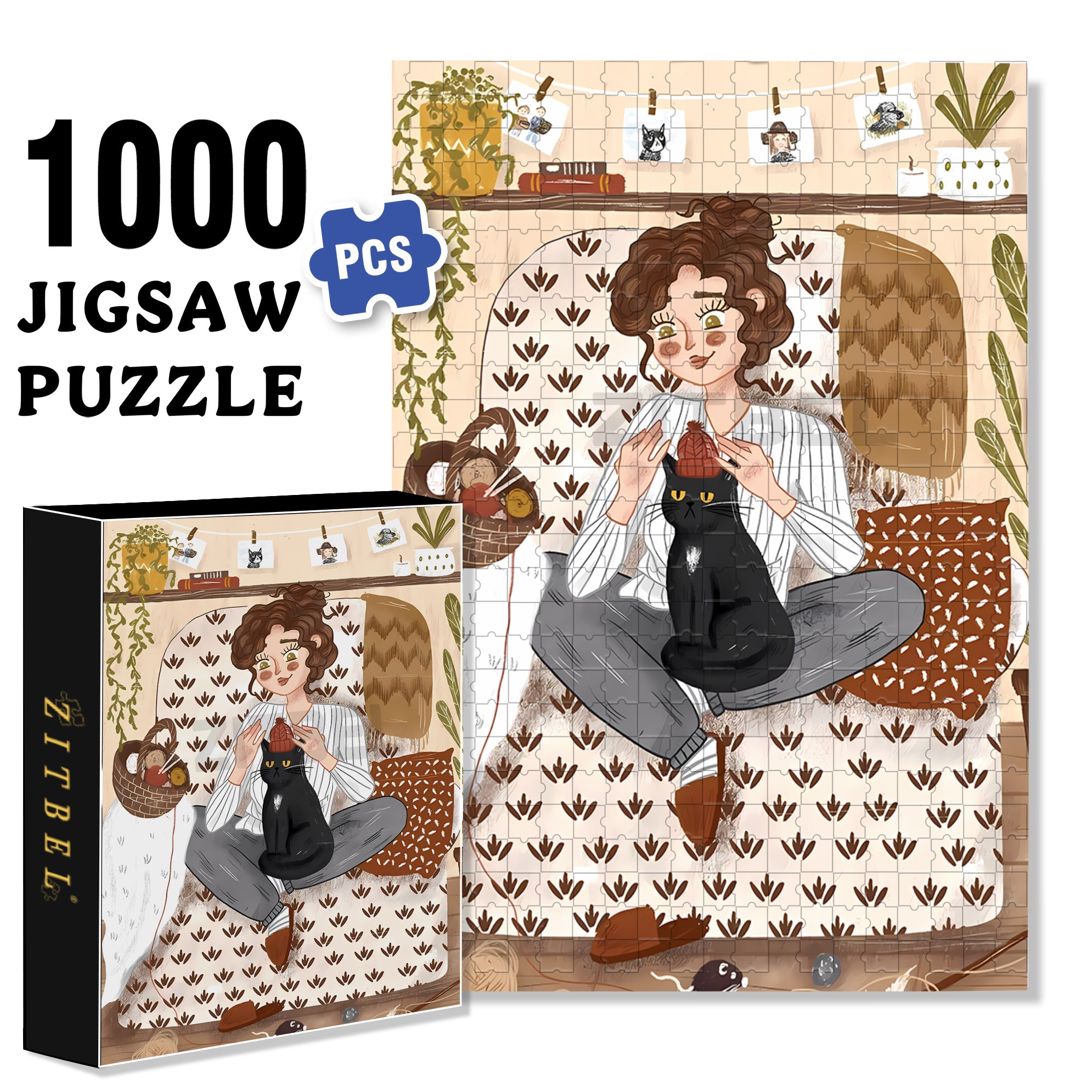 Crocheter 500pcs/1000pcs Jigsaw Puzzle, Scratch-Resistant, Interactive Family Game & Brain-Boosting DIY Decor, Perfect for Halloween, Christmas & New Year Gifts, Family Puzzle Game