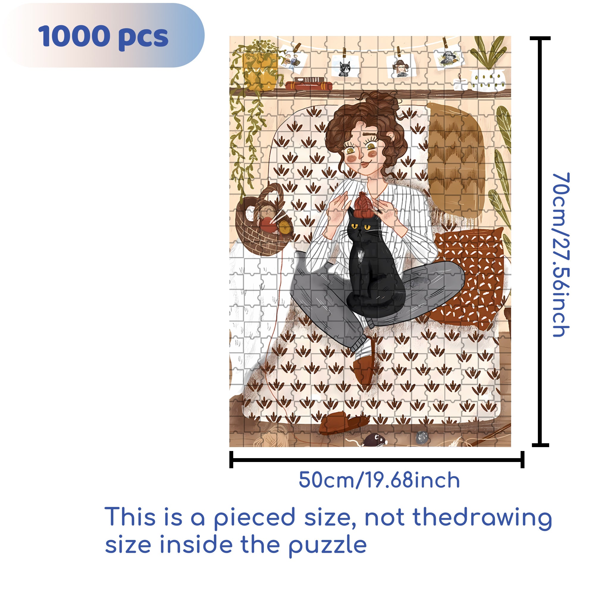 Crocheter 500pcs/1000pcs Jigsaw Puzzle, Scratch-Resistant, Interactive Family Game & Brain-Boosting DIY Decor, Perfect for Halloween, Christmas & New Year Gifts, Family Puzzle Game