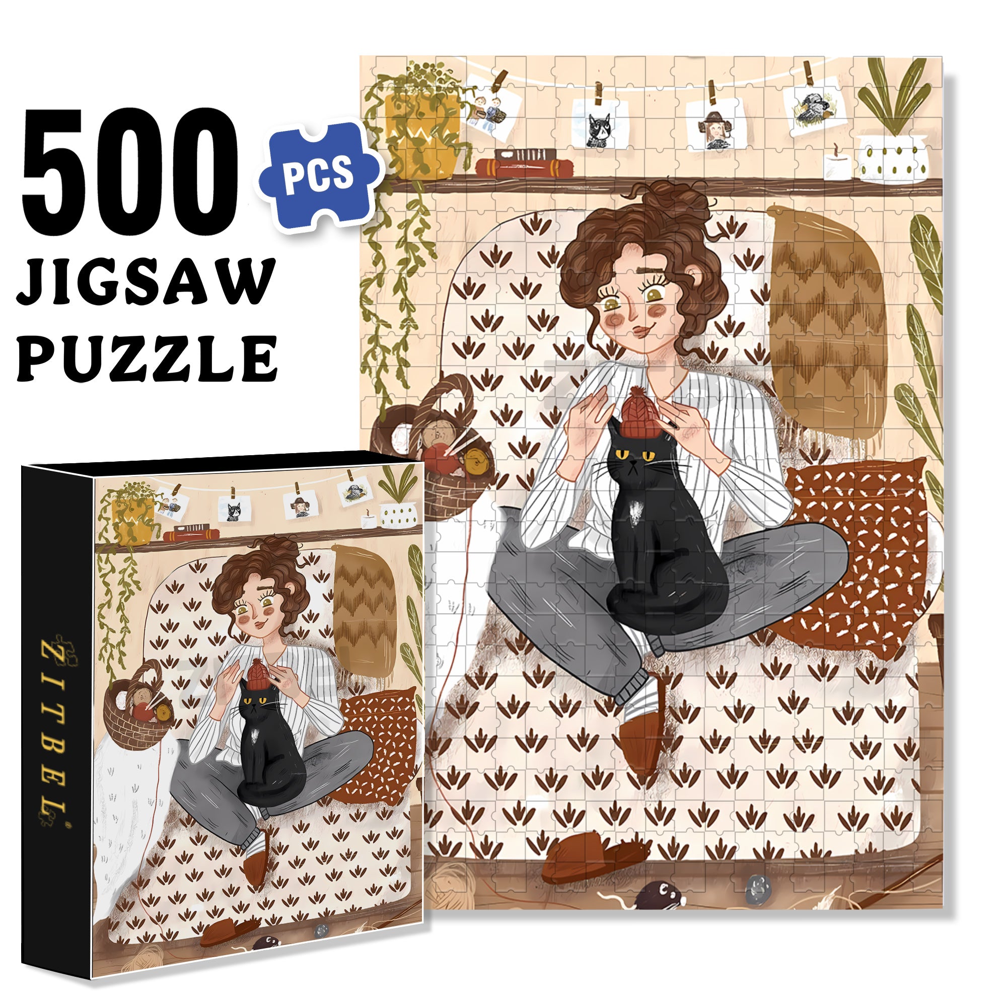 Crocheter 500pcs/1000pcs Jigsaw Puzzle, Scratch-Resistant, Interactive Family Game & Brain-Boosting DIY Decor, Perfect for Halloween, Christmas & New Year Gifts, Family Puzzle Game