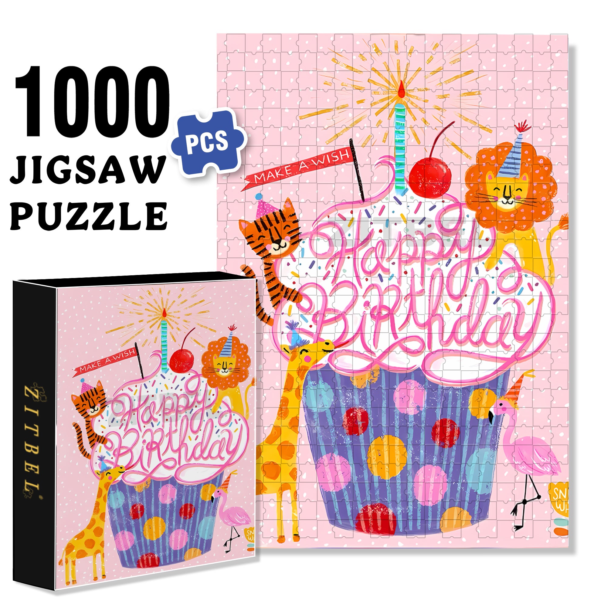 Cup Cake 500pcs/1000pcs Jigsaw Puzzle, Scratch-Resistant, Interactive Family Game & Brain-Boosting DIY Decor, Perfect for Halloween, Christmas & New Year Gifts, Family Puzzle Game